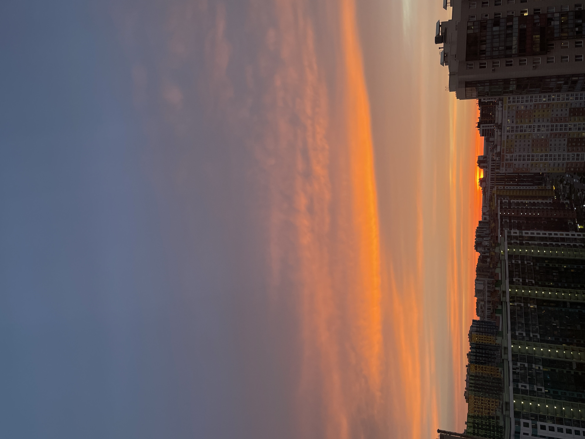 Vivid summer sunset over a Russian urban skyline