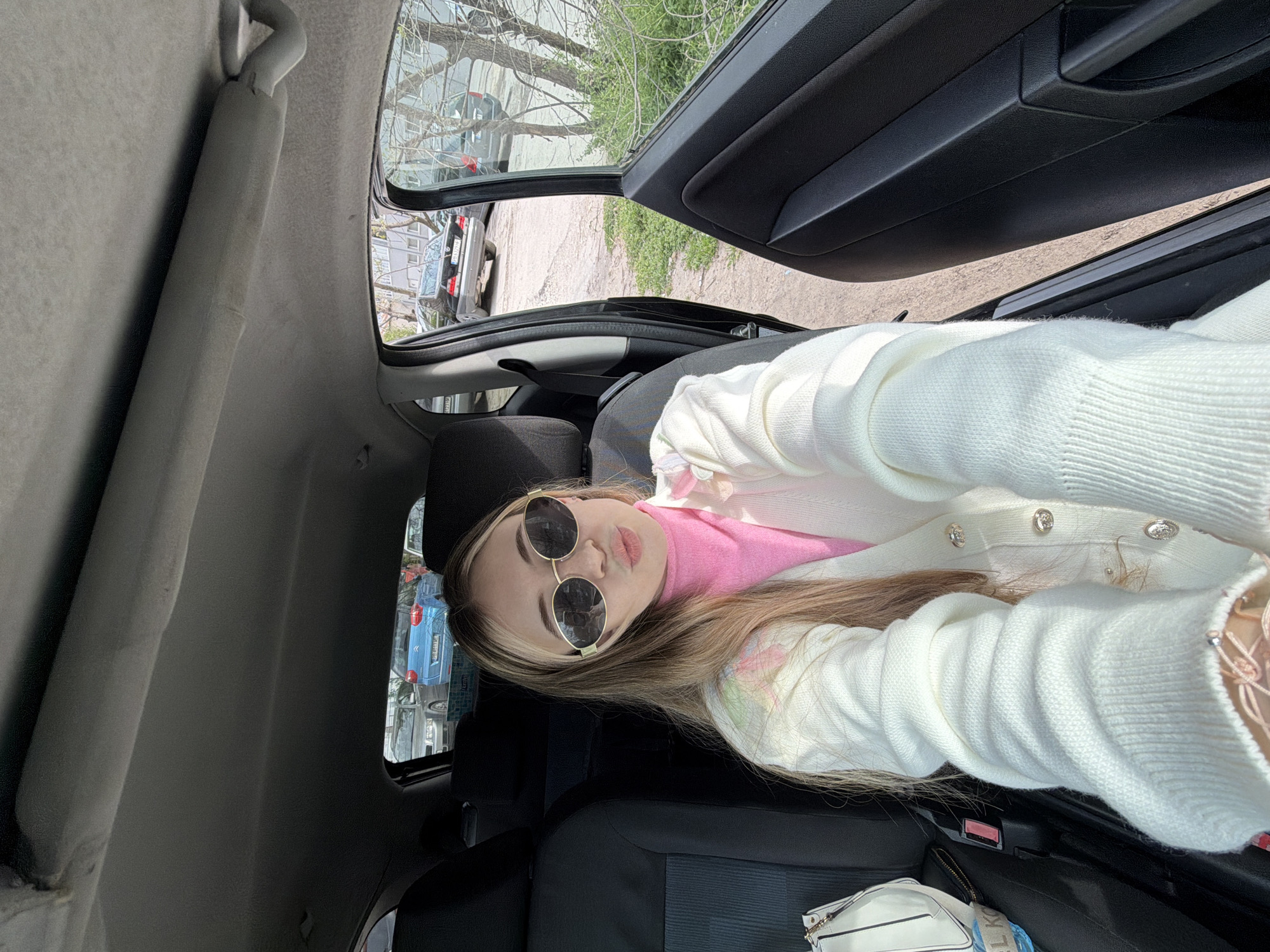 Woman photographed in car and elevator in Plovdiv