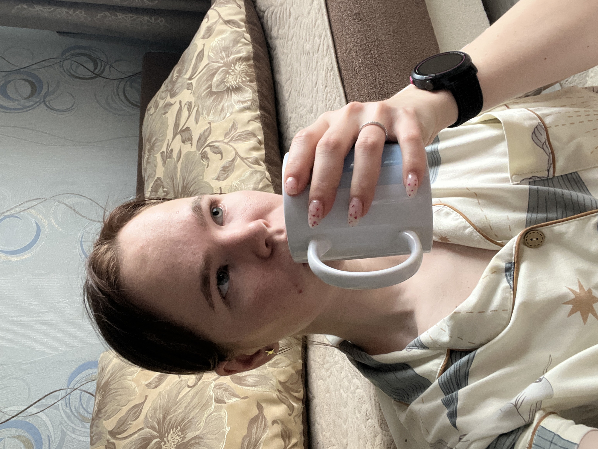 Woman's quiet morning routine with cat documented in Chaikovsky