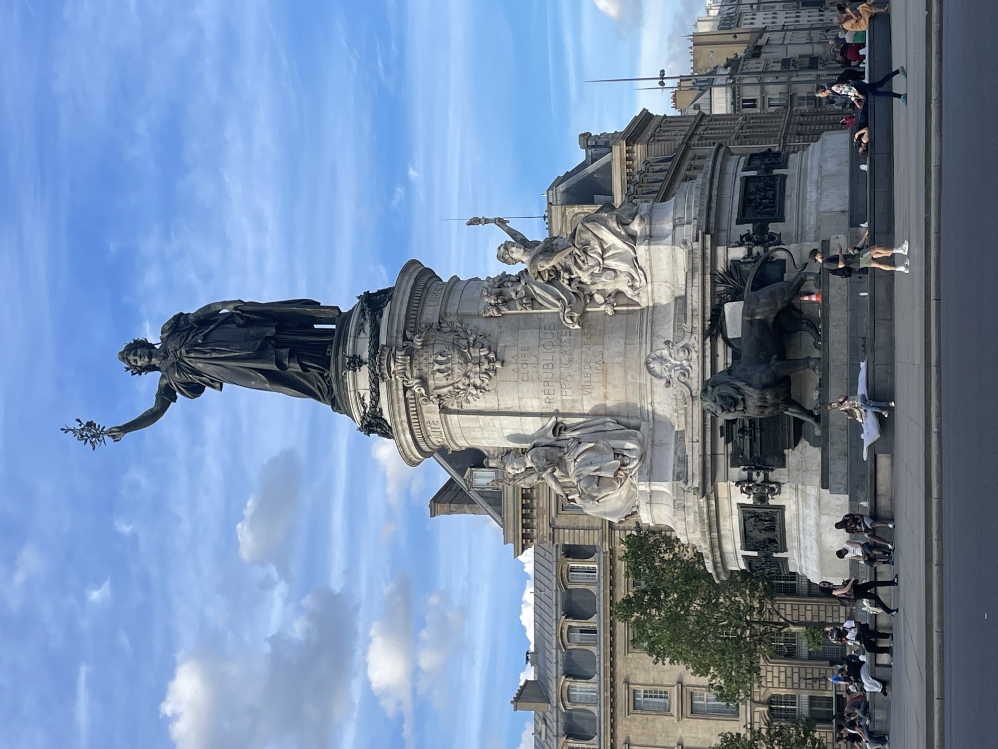 Monument à la République photographed in Paris evening scene