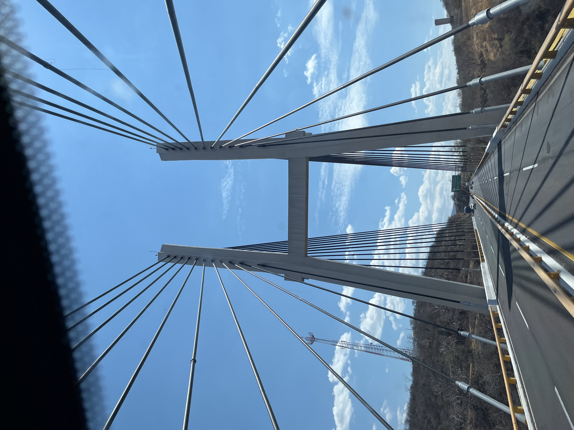 Driver captures view of Mezcala Bridge towers in Mexico