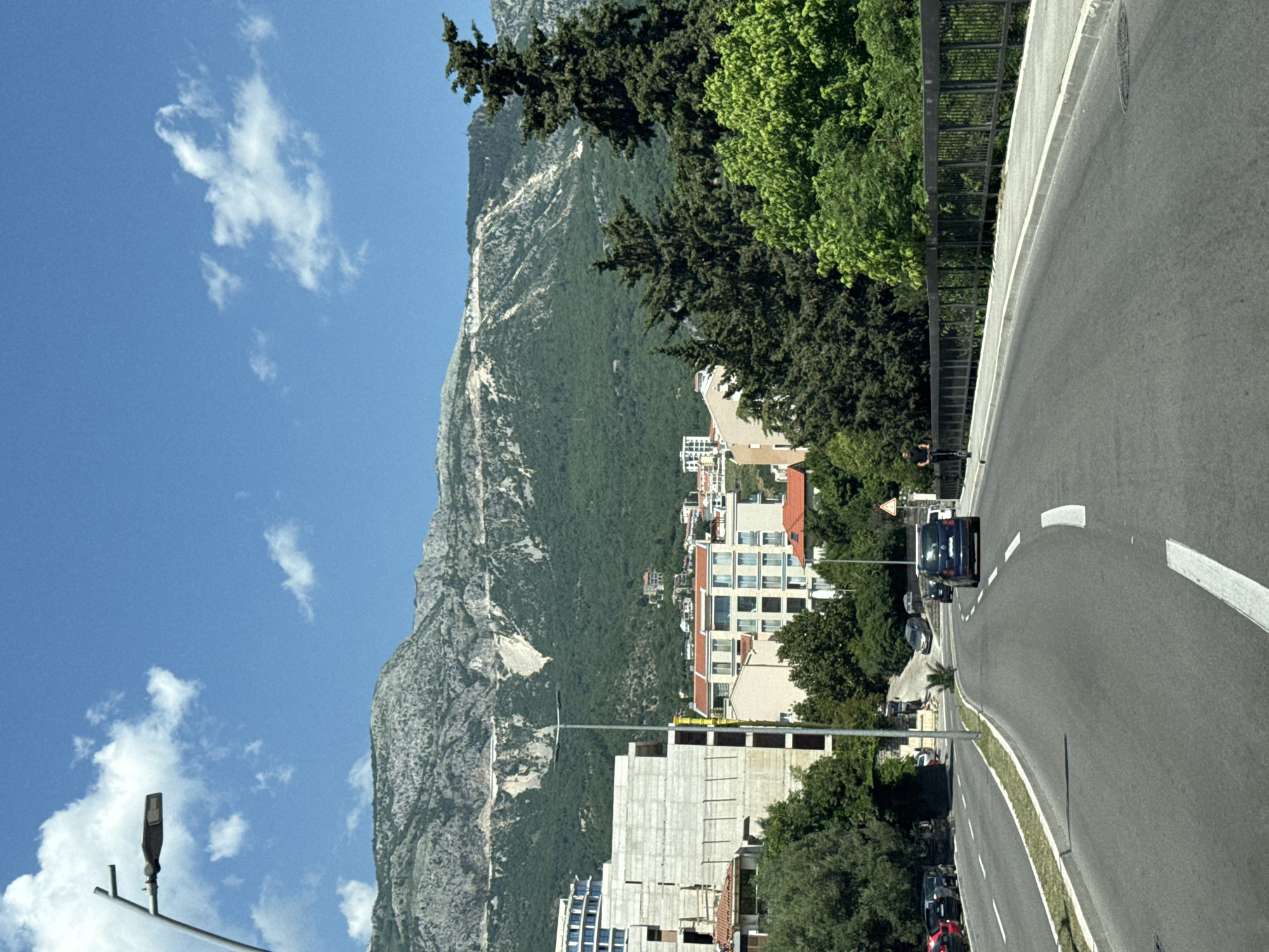 Aerial views document coastal village Boreti, Montenegro landscape