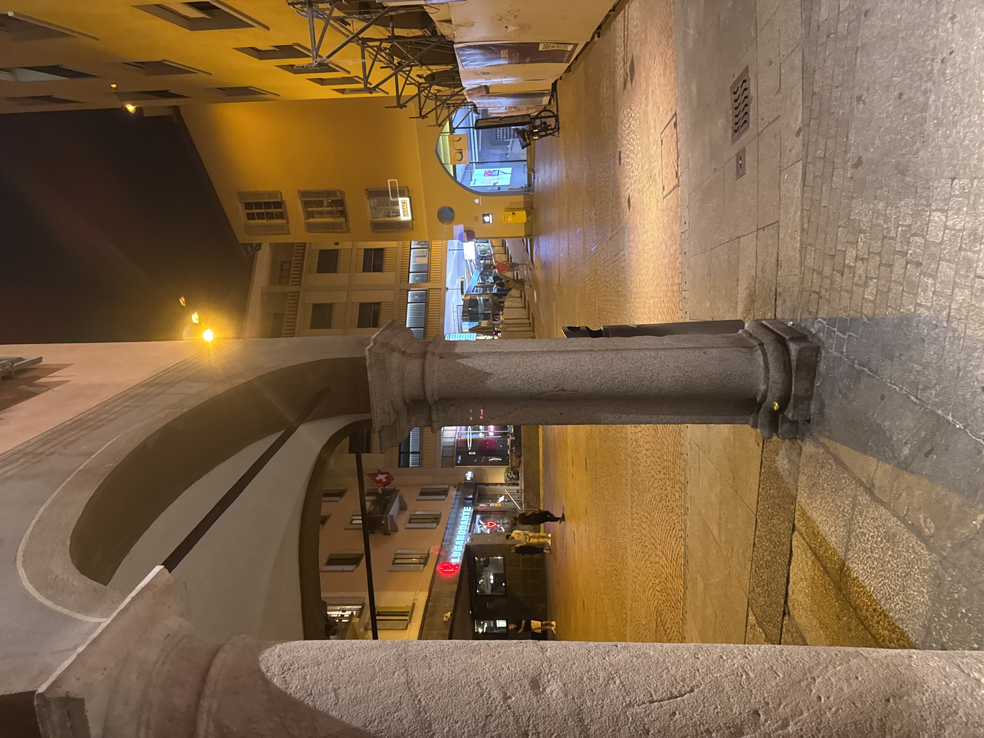 Nighttime stroll through Lugano's old town and lit-up center