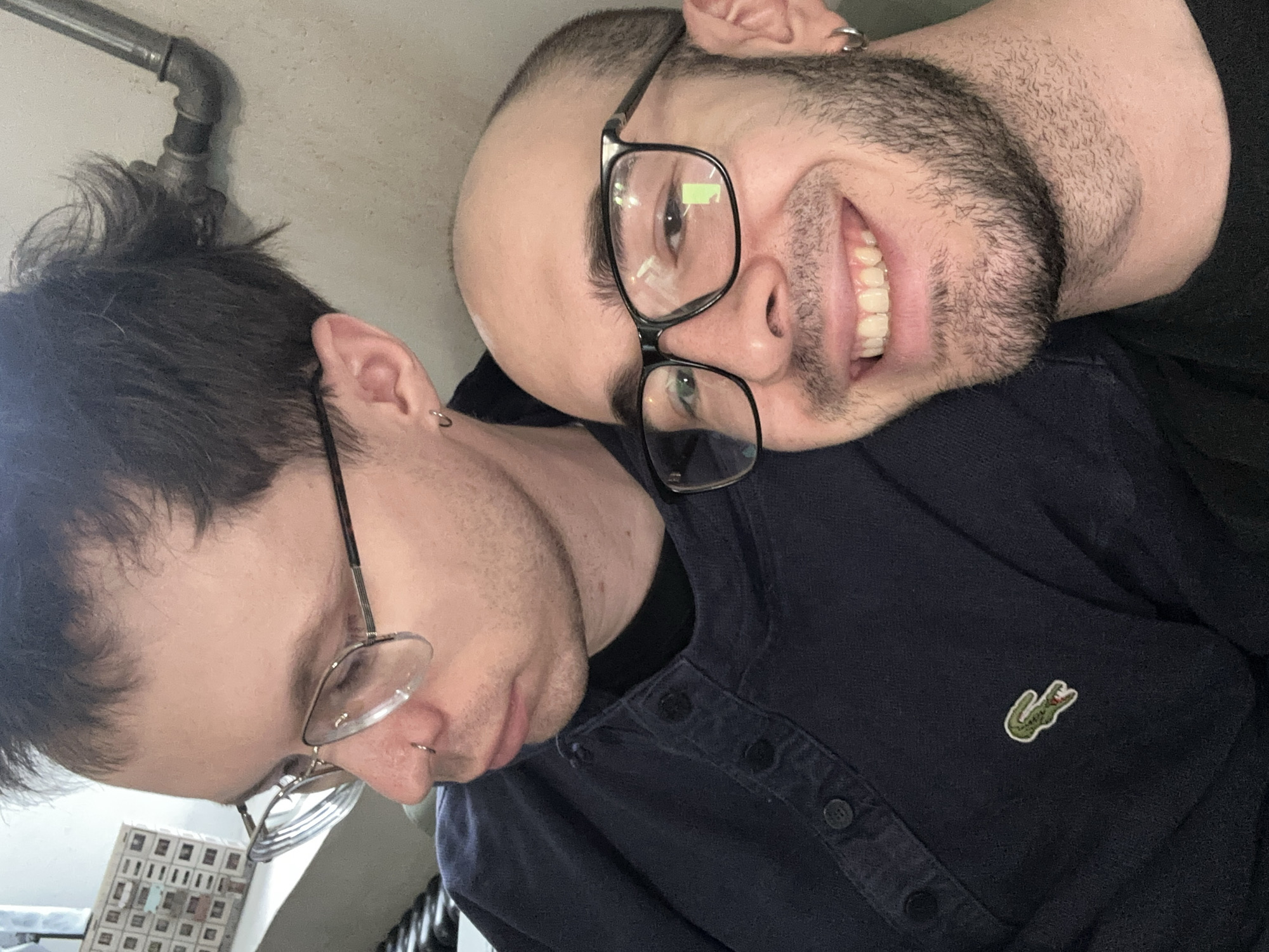 Two men photographed at Dyshoria retail space in Moscow