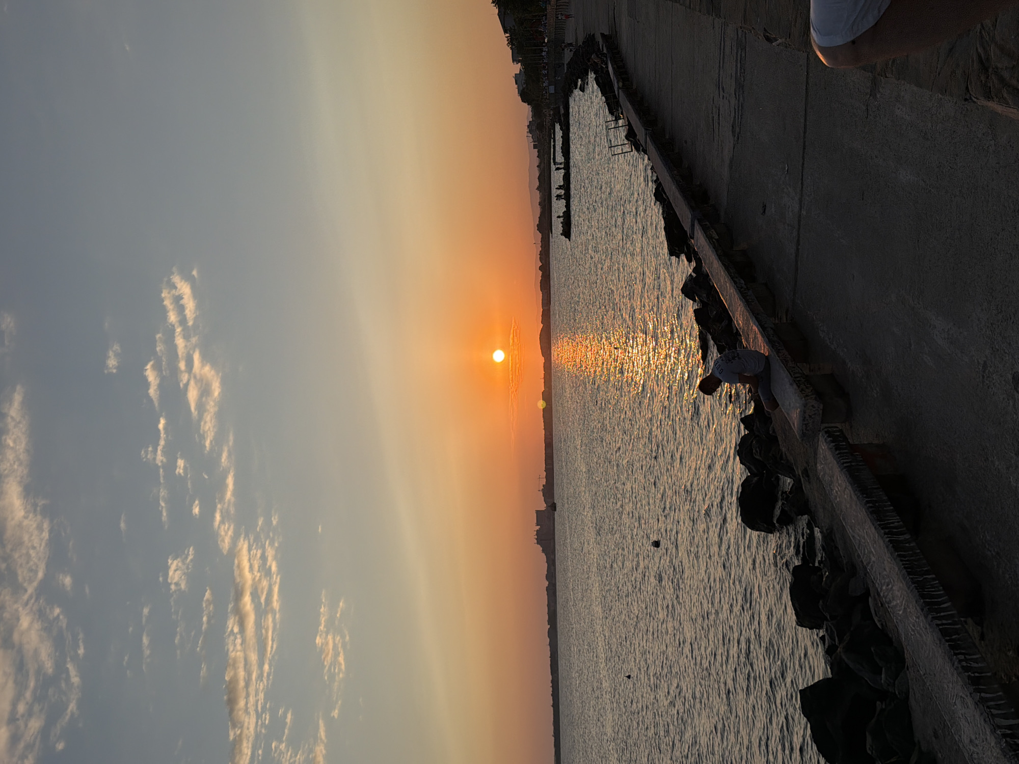 Golden hour on the Black Sea promenade in Pomorie