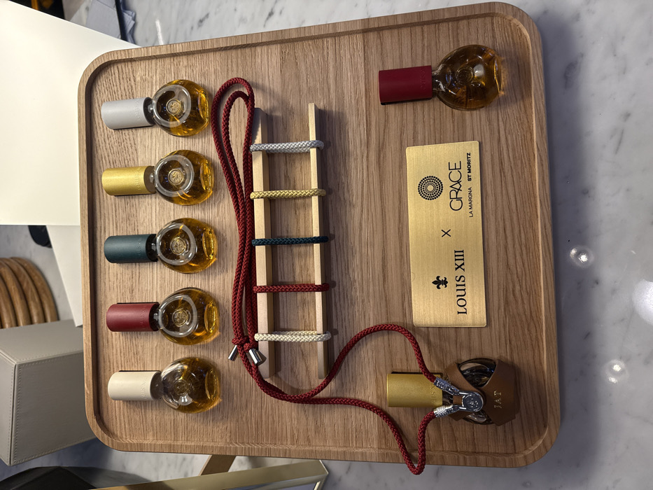 Luxury cognac display documented in Sankt Moritz interior space