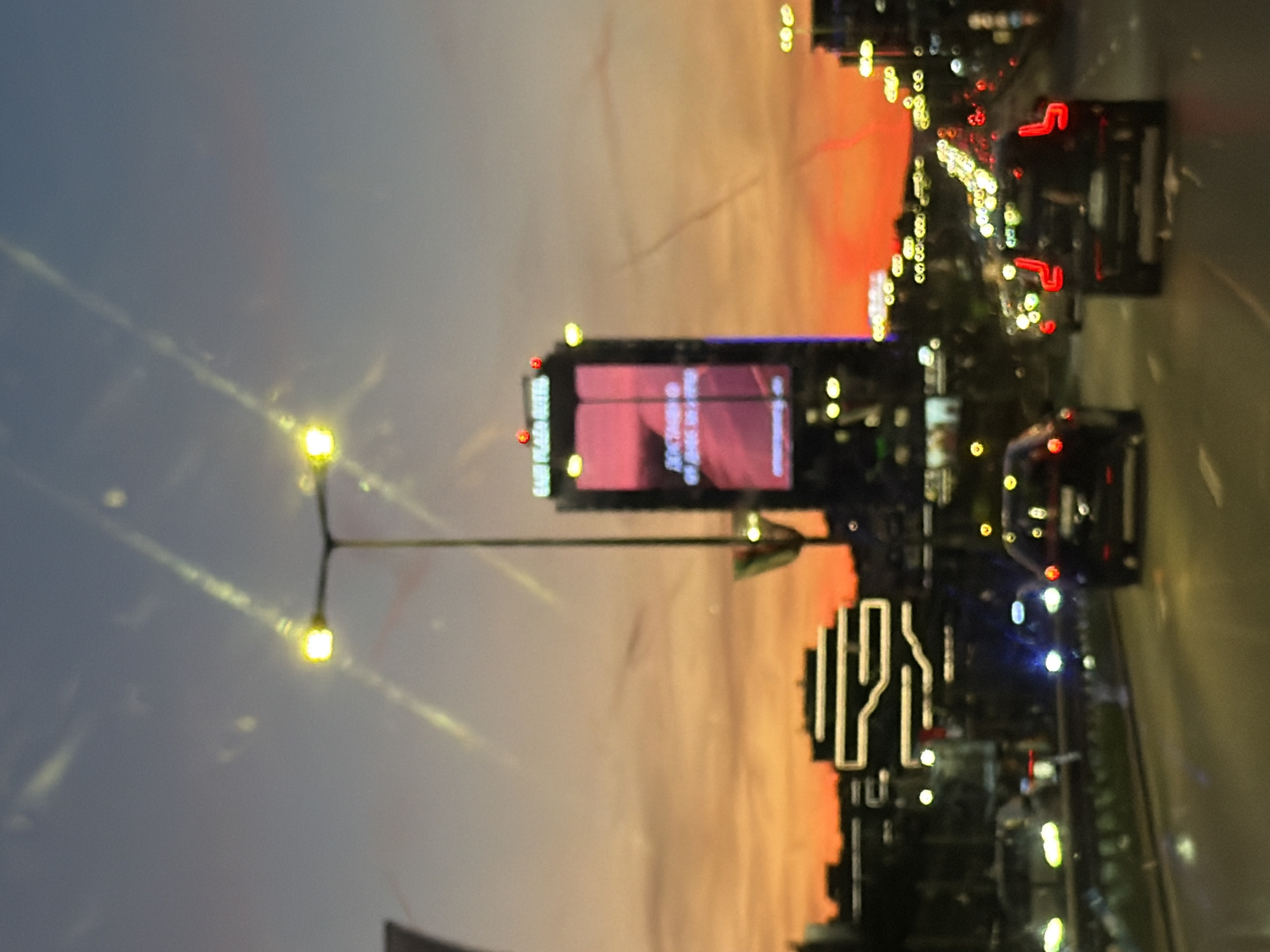 Evening sky gradient captured from moving vehicle in Sofia