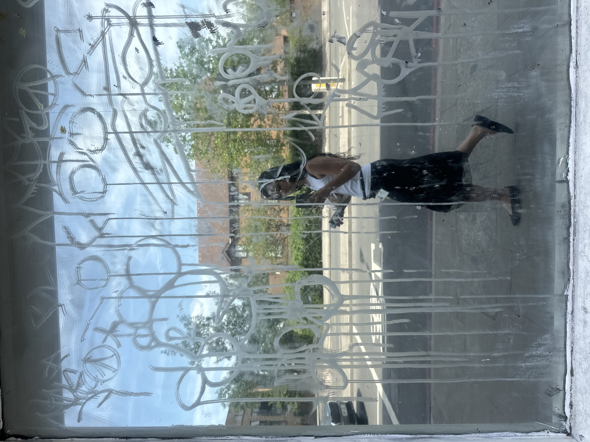 Window cleaning, dropped Spiderman cap spotted in London street