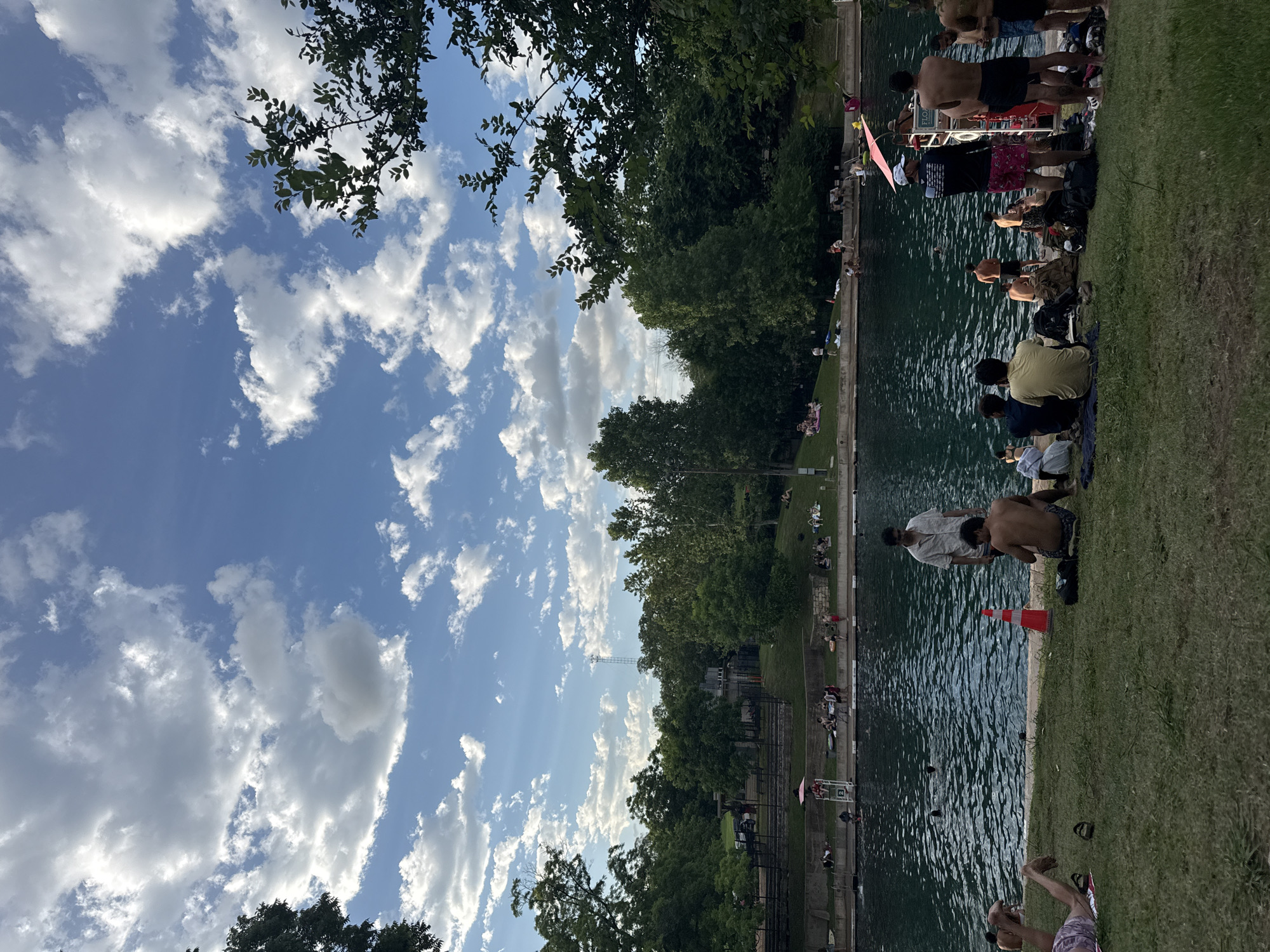 Late-night swimming session documented at Austin's Barton Springs Pool
