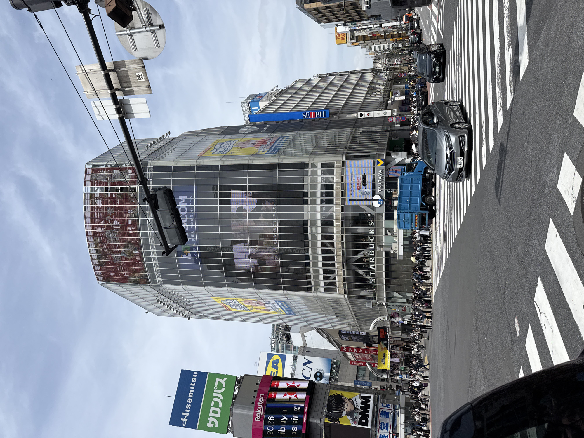 Busy morning rush captured at Tokyo's Shibuya Crossing