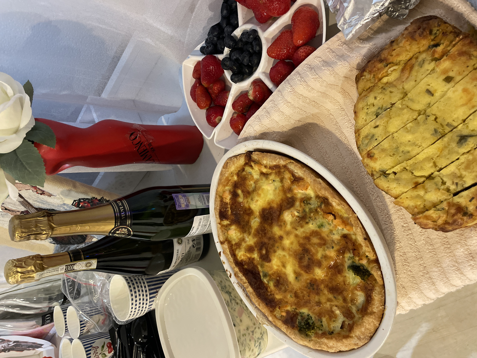 Celebration with food, champagne, flowers documented in Sochi