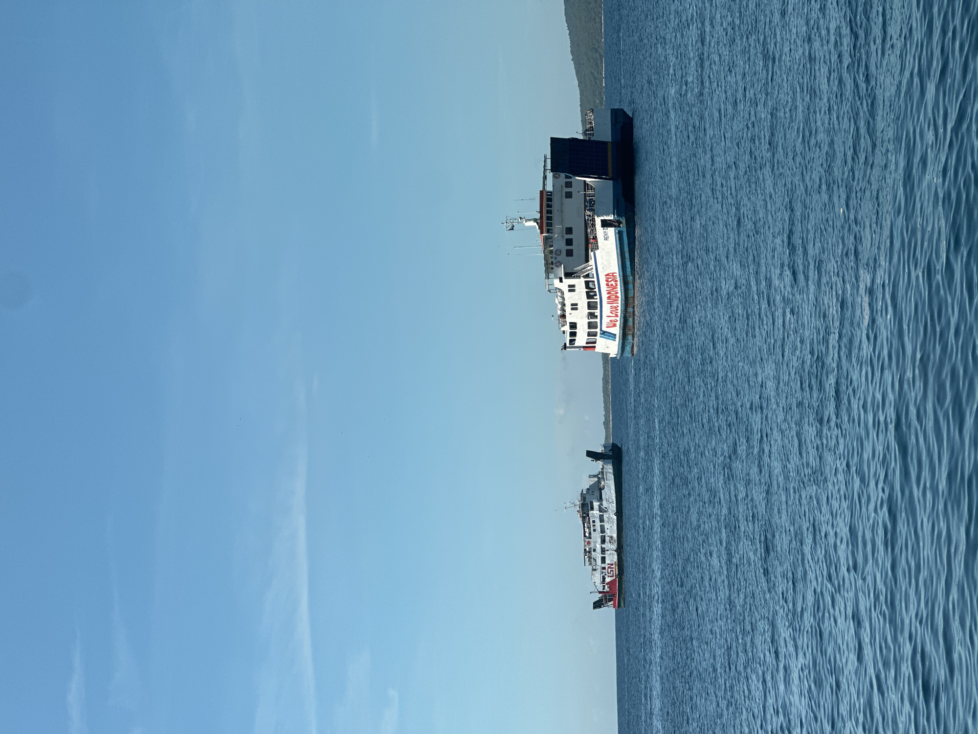 Ferry Traffic Observed Off Ketapang Coast Indonesia Morning