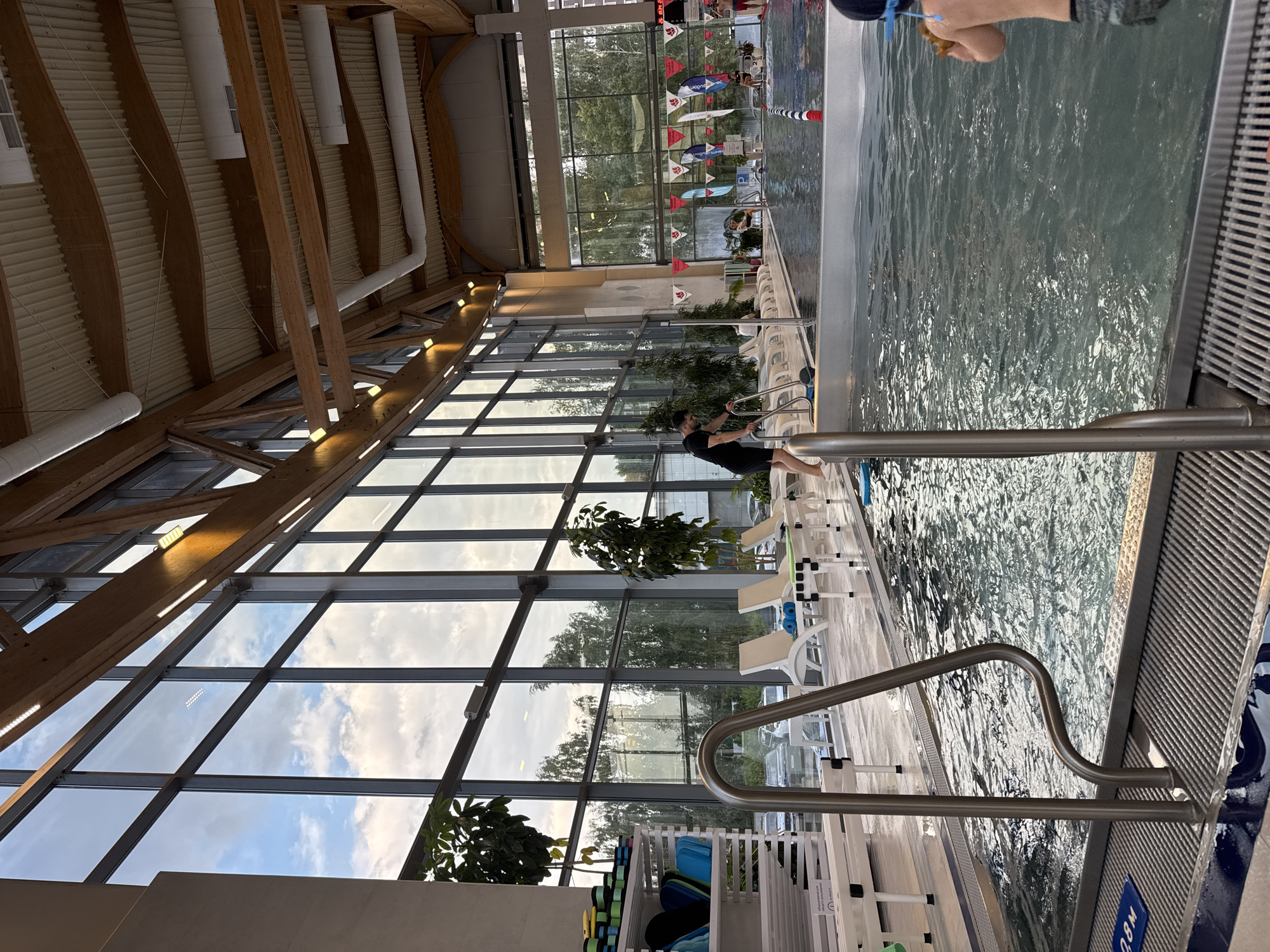 Afternoon swim session at an indoor pool in Sovkhoz imeni Lenina