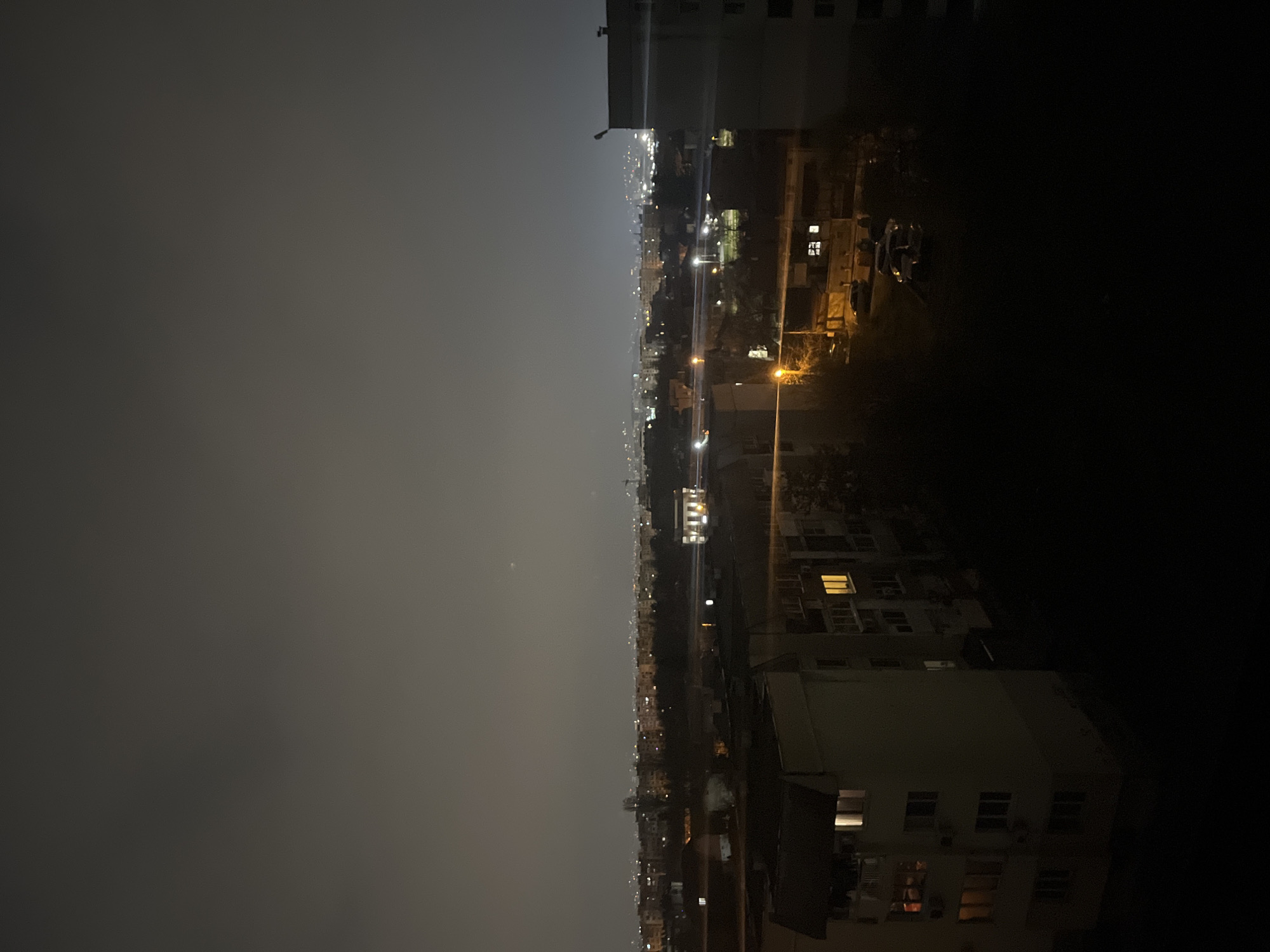 Foggy night blankets Sofia cityscape in hazy atmospheric conditions
