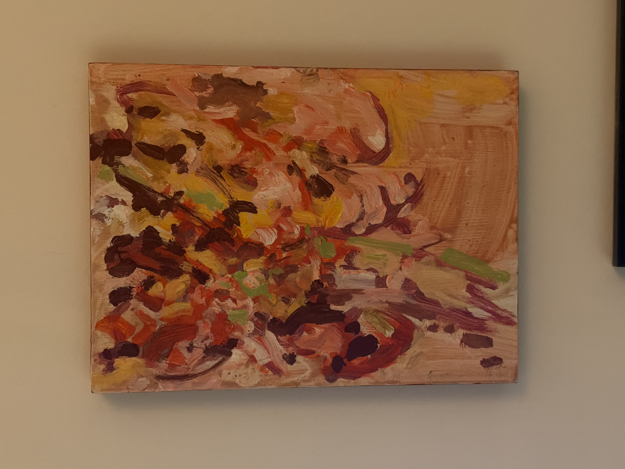 Abstract painting with impasto brushstrokes observed in London