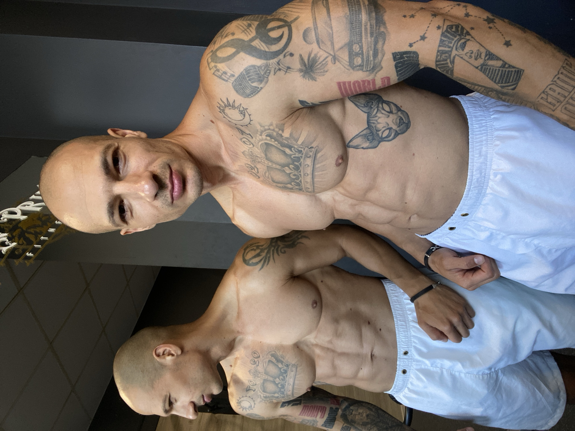 Gym crew poses inside and outside a Pleven fitness spot