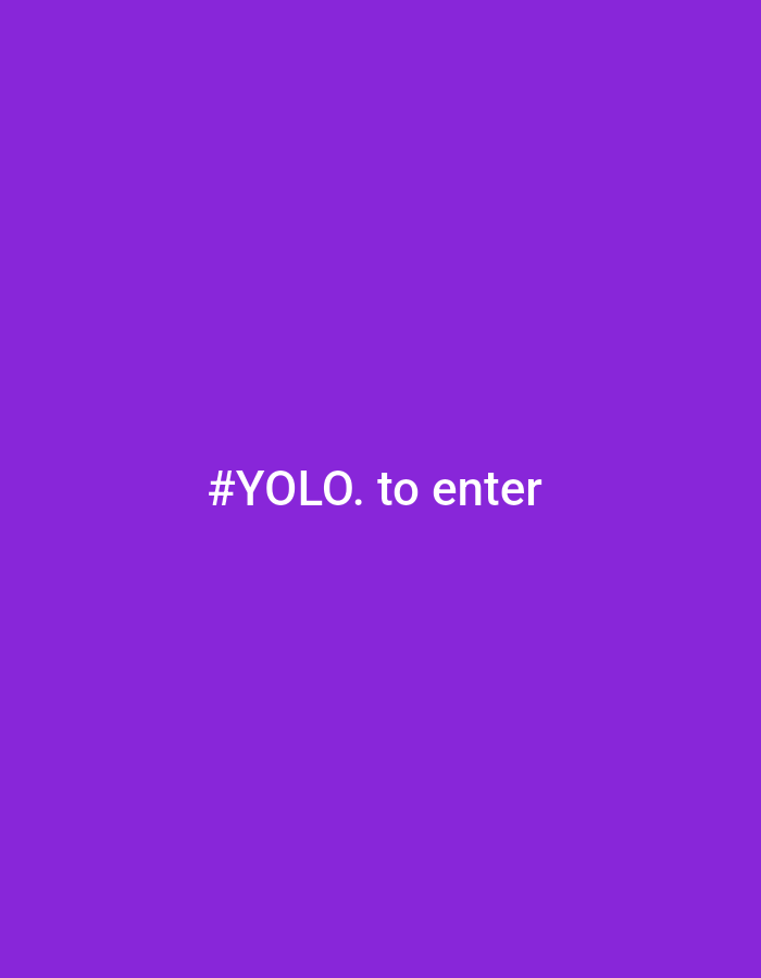 Purple graphic with '#YOLO. to enter' text, geotagged to Kazakhstan