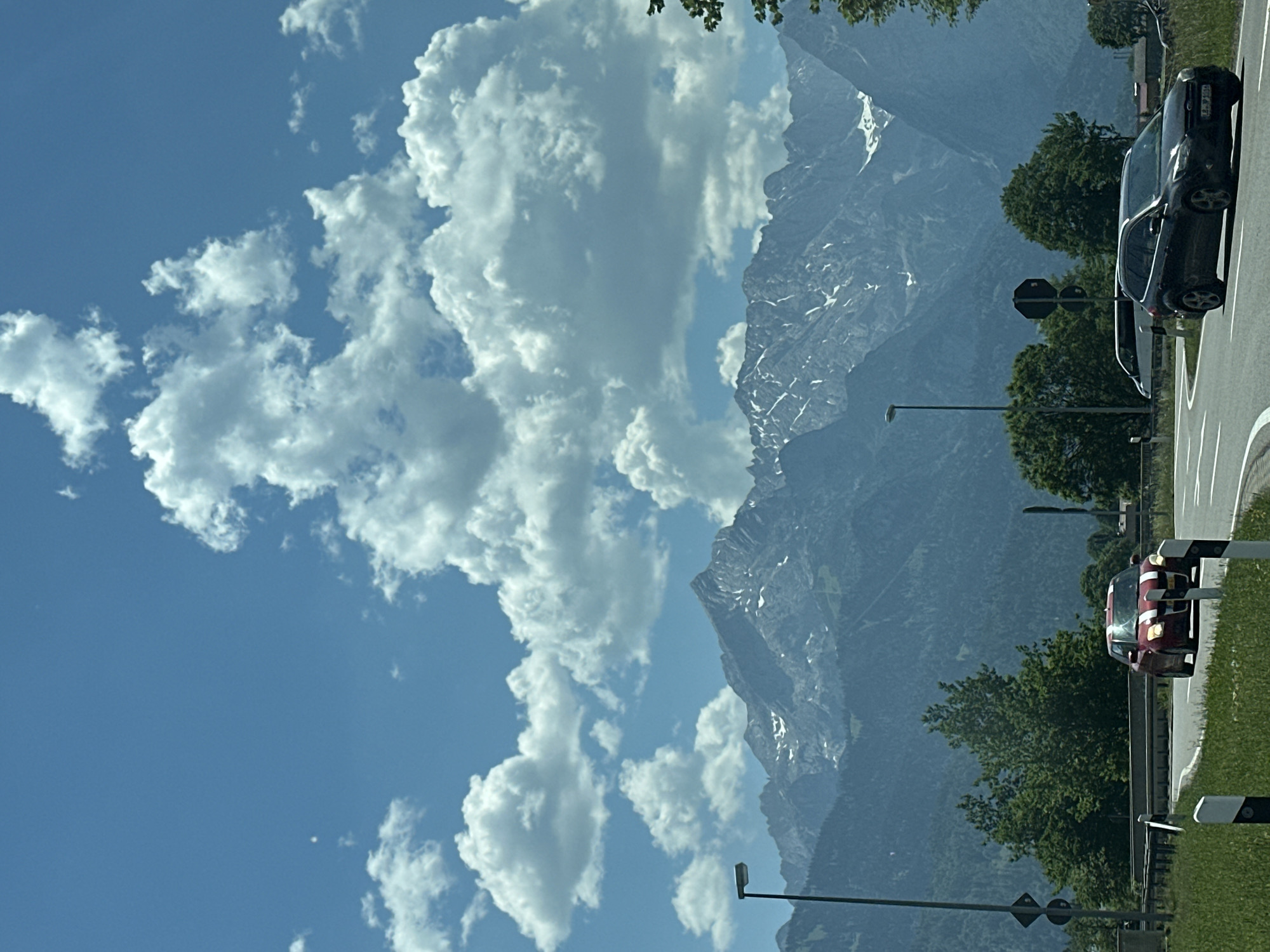 Morning at home in Garmisch-Partenkirchen, Alps outside the window