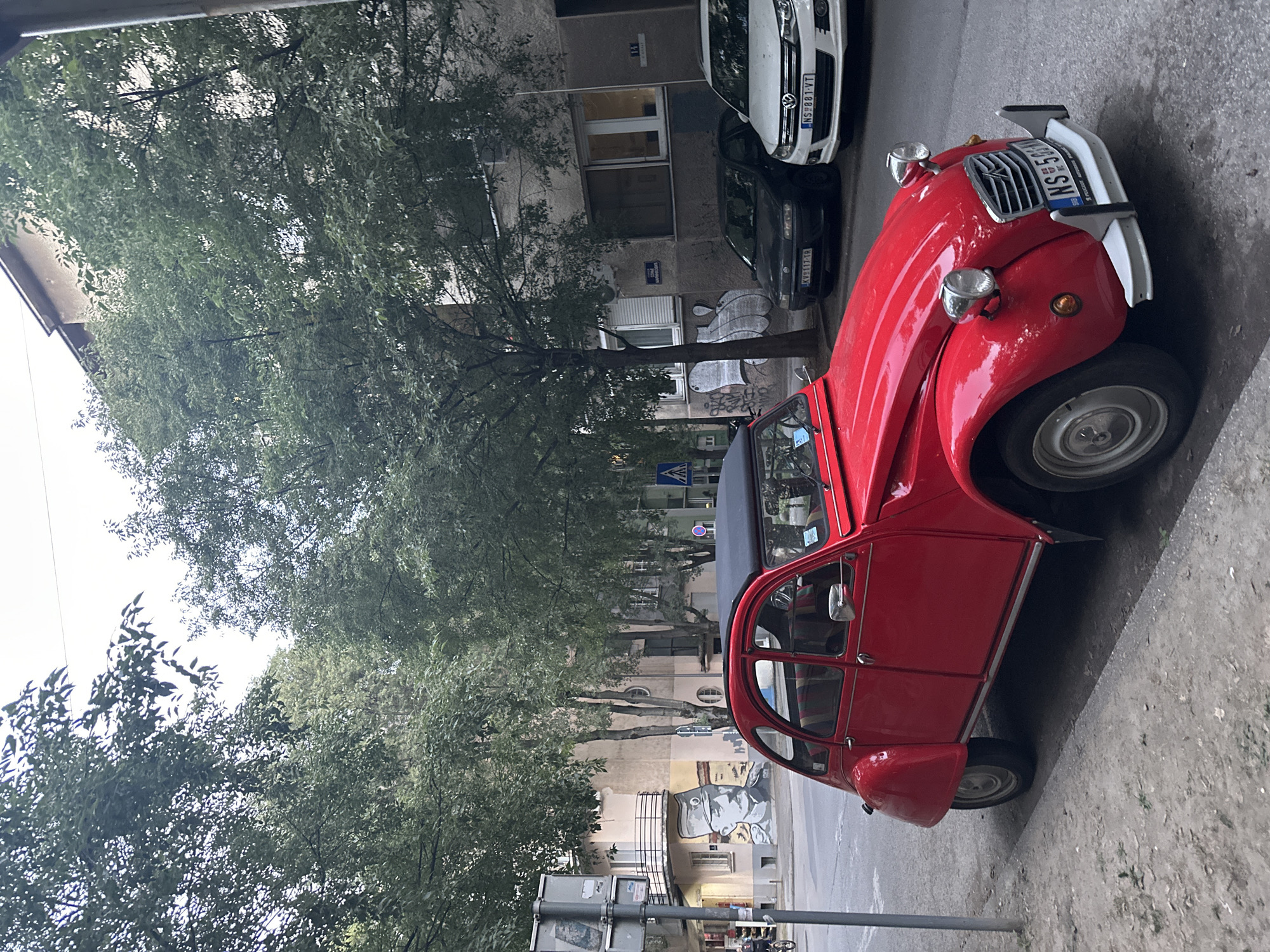 Street scenes and landmarks around central Novi Sad at dusk