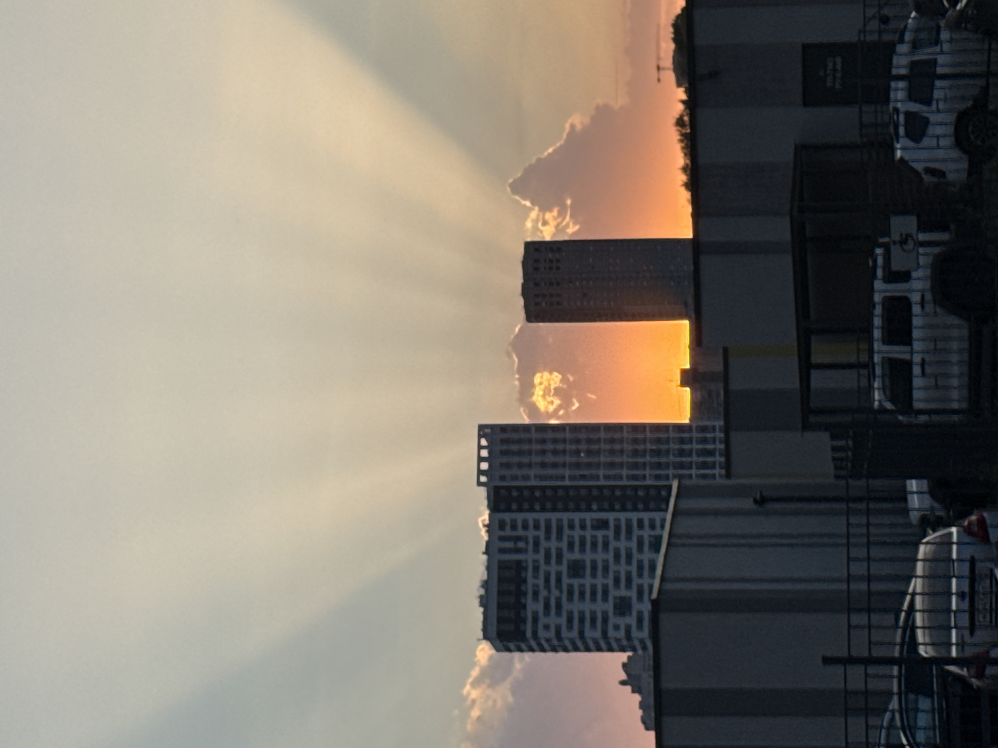 Ufa skyline transitions from sunset to moonlit night