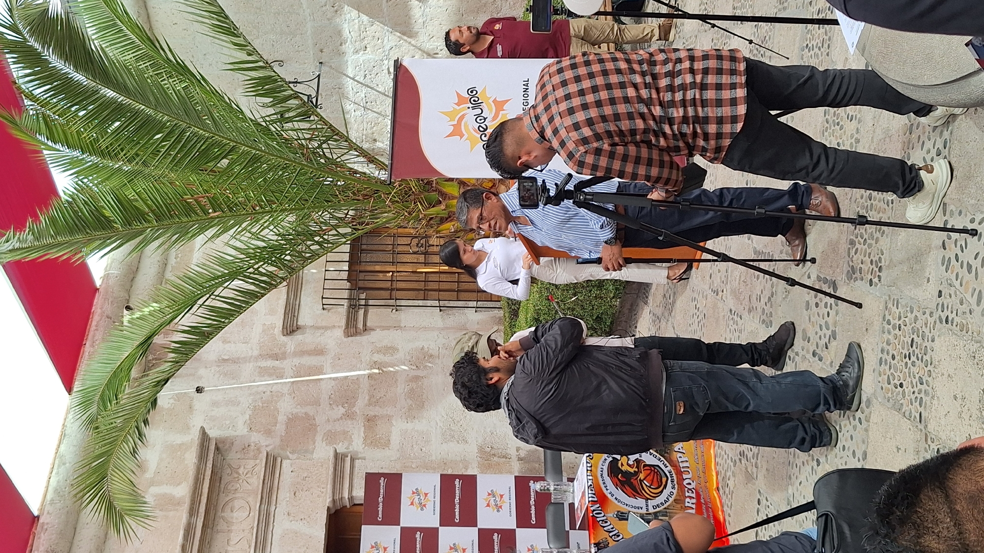 Public event recorded in stone courtyard, Arequipa Peru