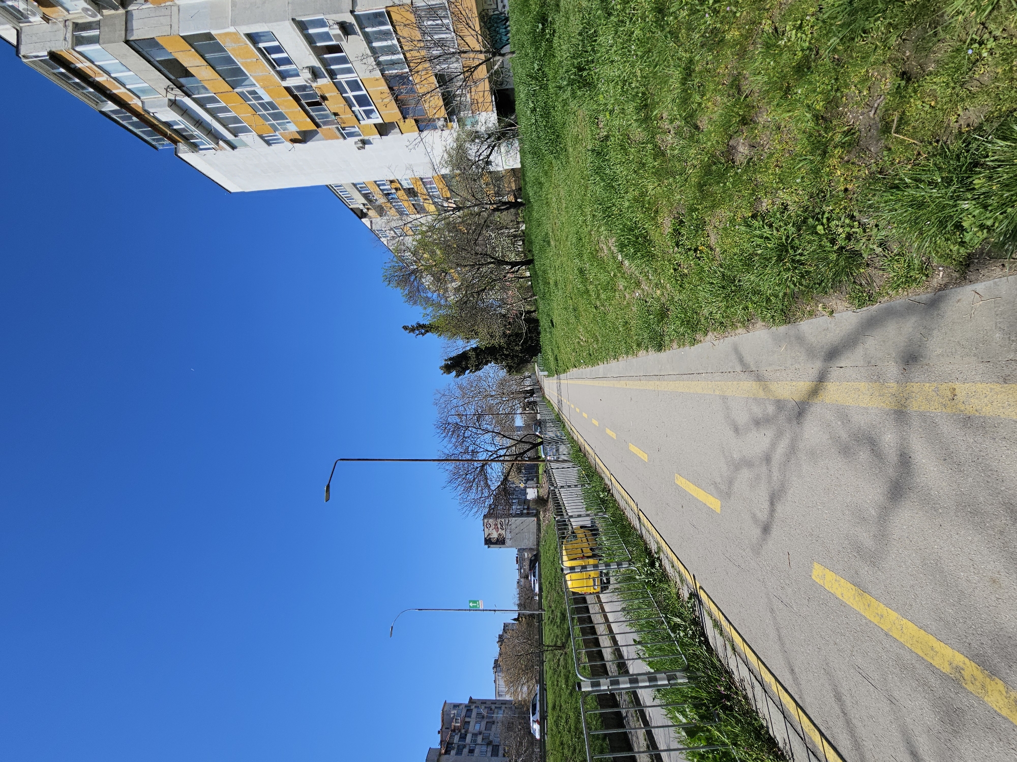 Bike path with yellow markers observed in Varna