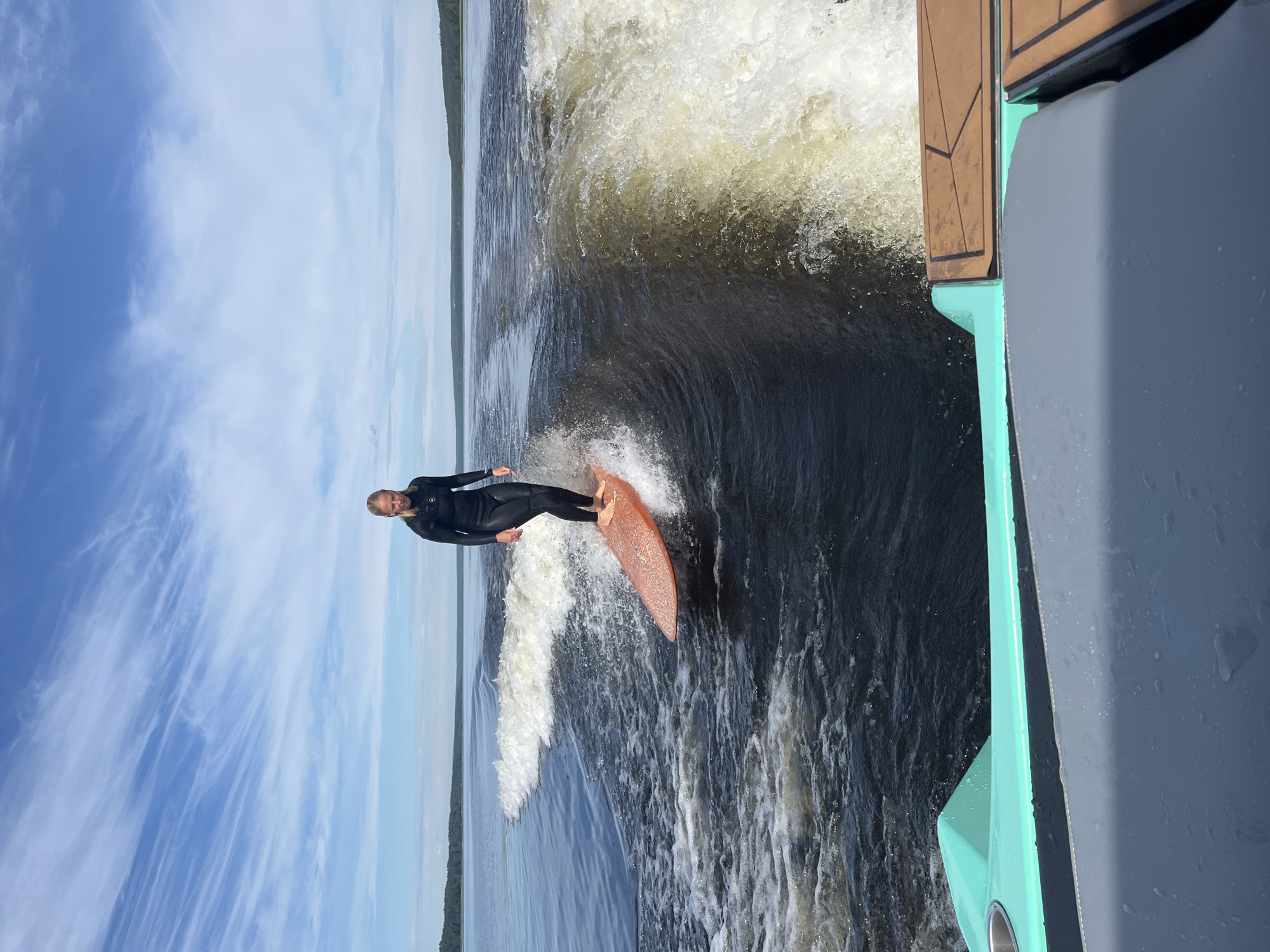Wakeboarding on open water near Gromovo, Russia