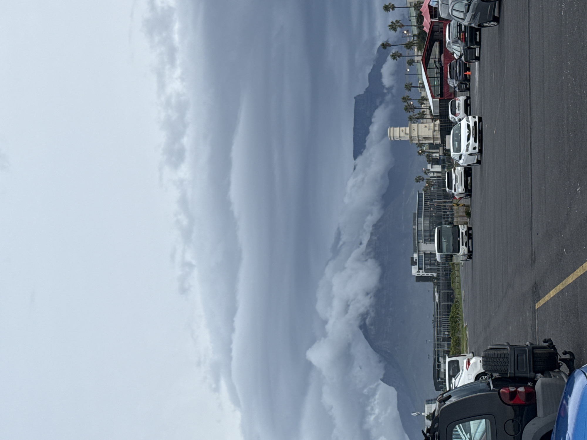 Heavy clouds shroud Table Mountain in Milnerton