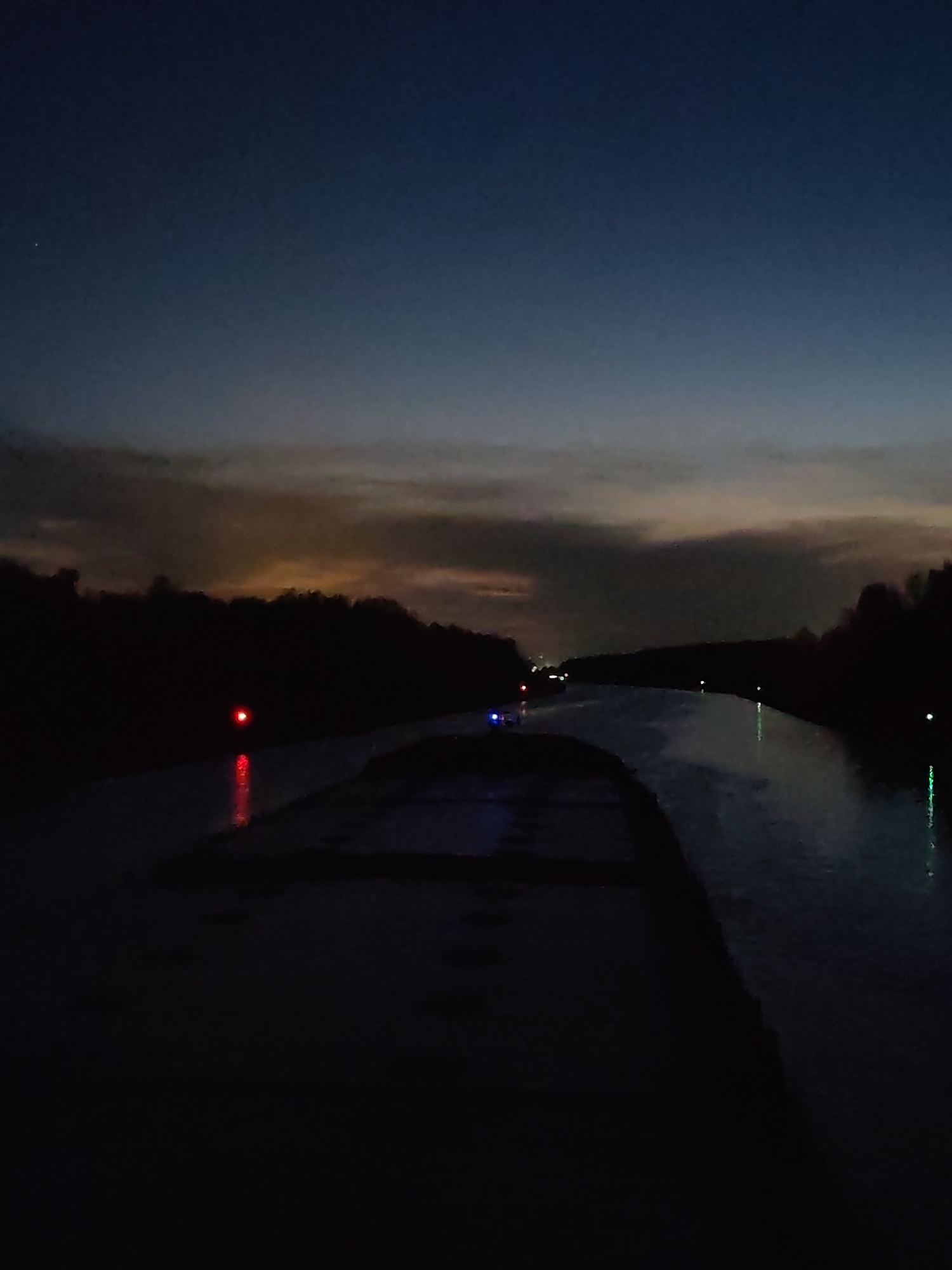 Nighttime waterway scenes documented in Dmitrov, Russia
