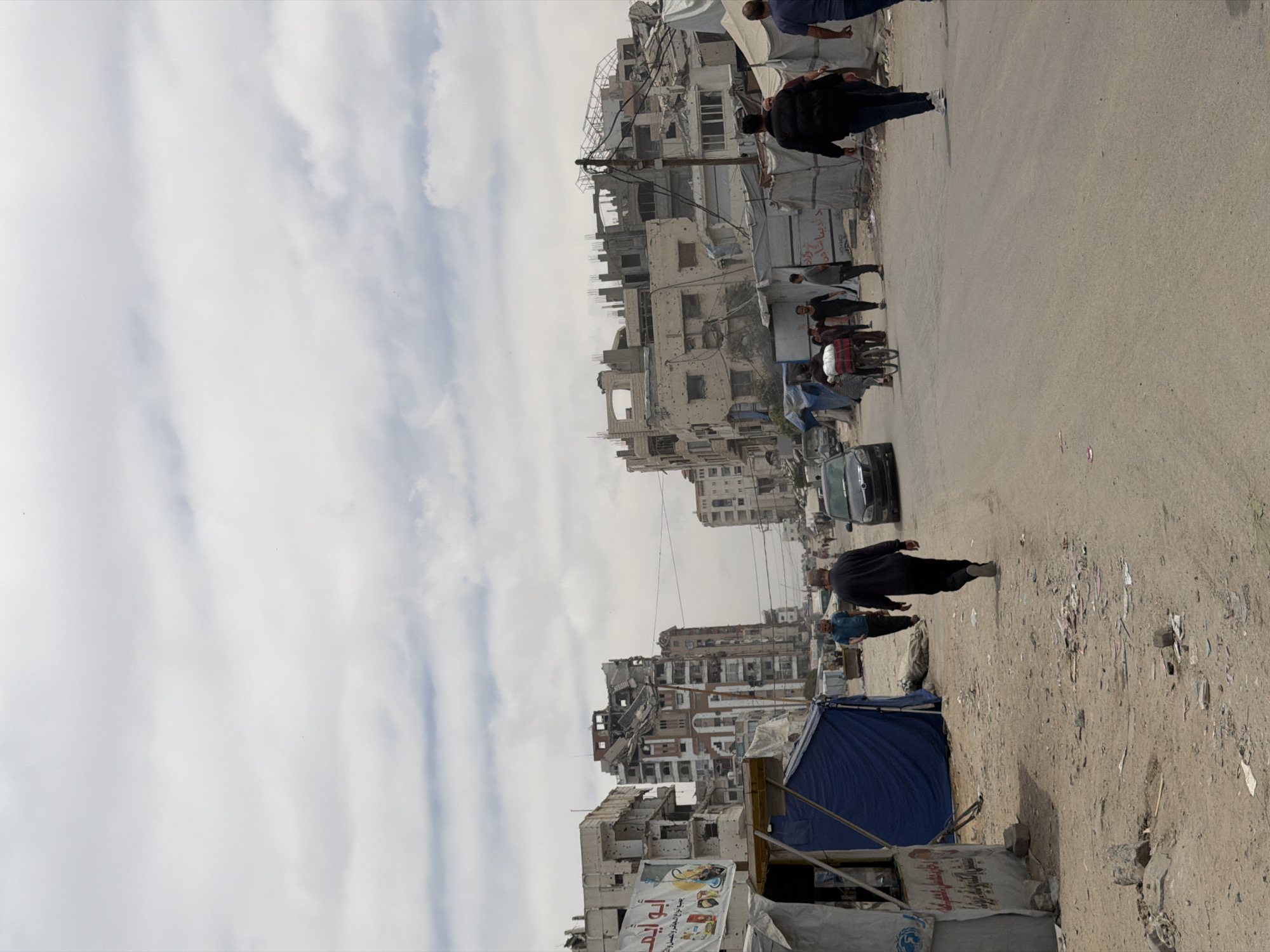 Gaza street activity observed amid damaged buildings, makeshift shelters