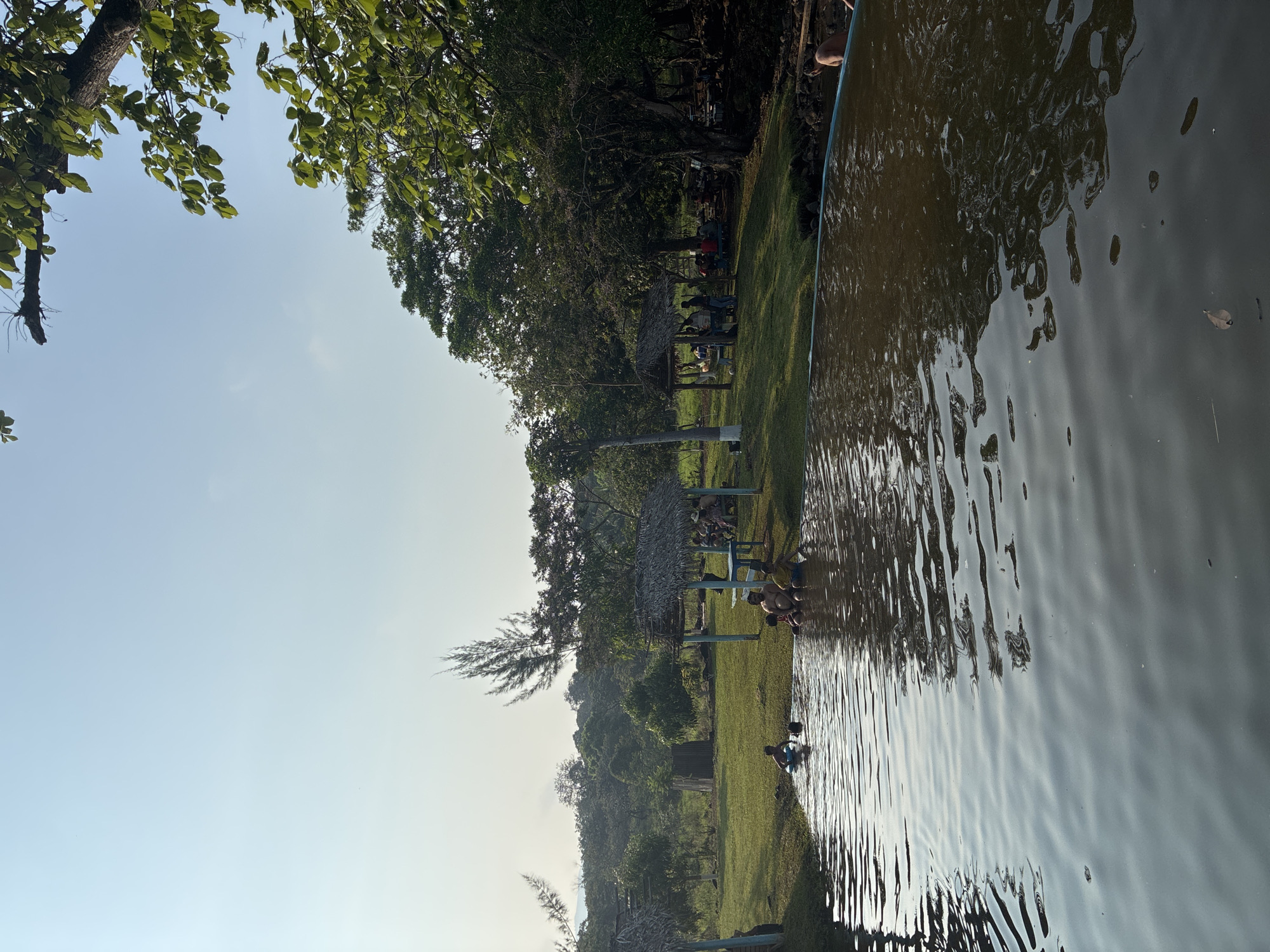 Evening lakeside recreation observed in Pajapan, Mexico