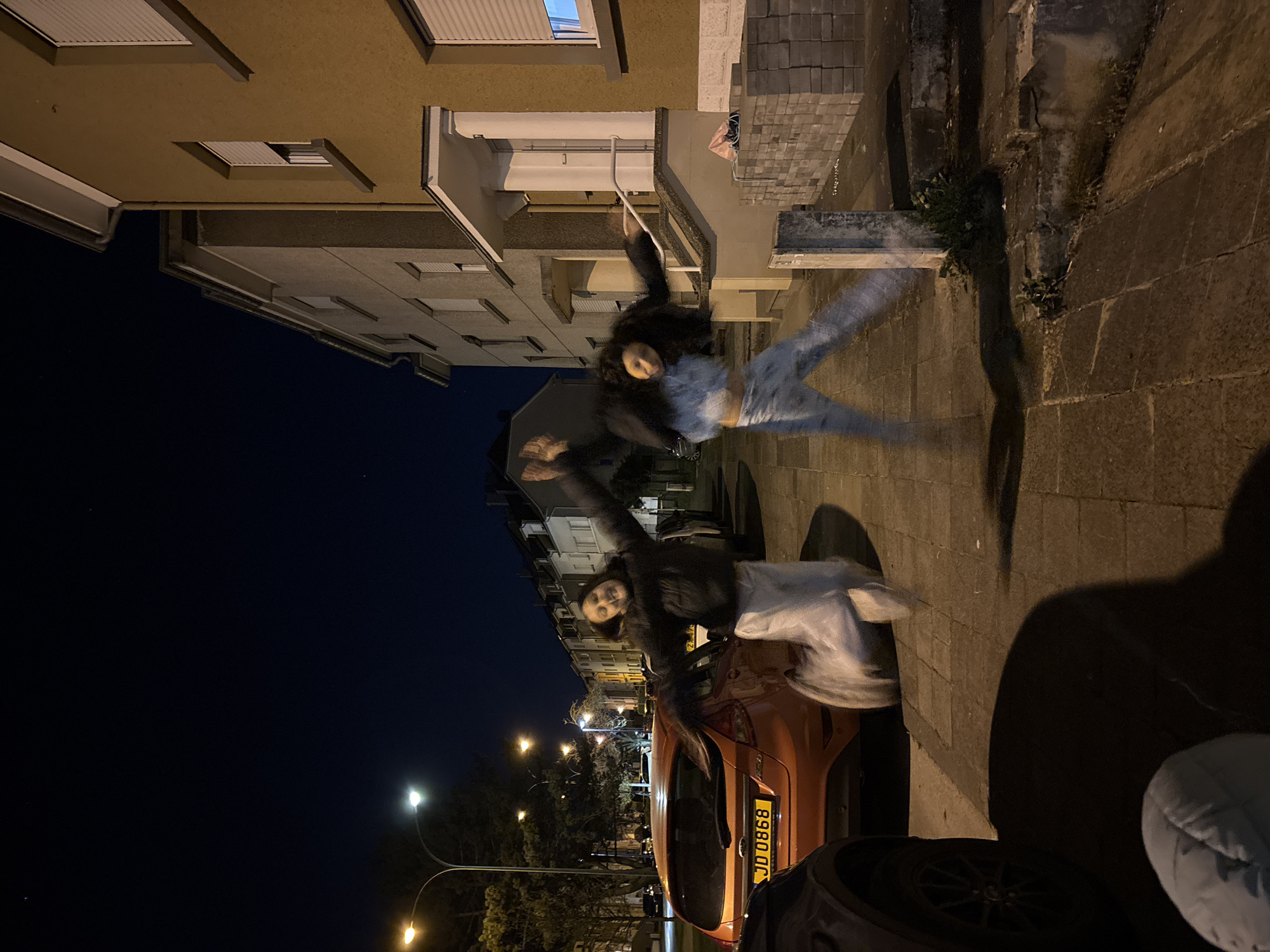 Nighttime jumping captured on Pétange street