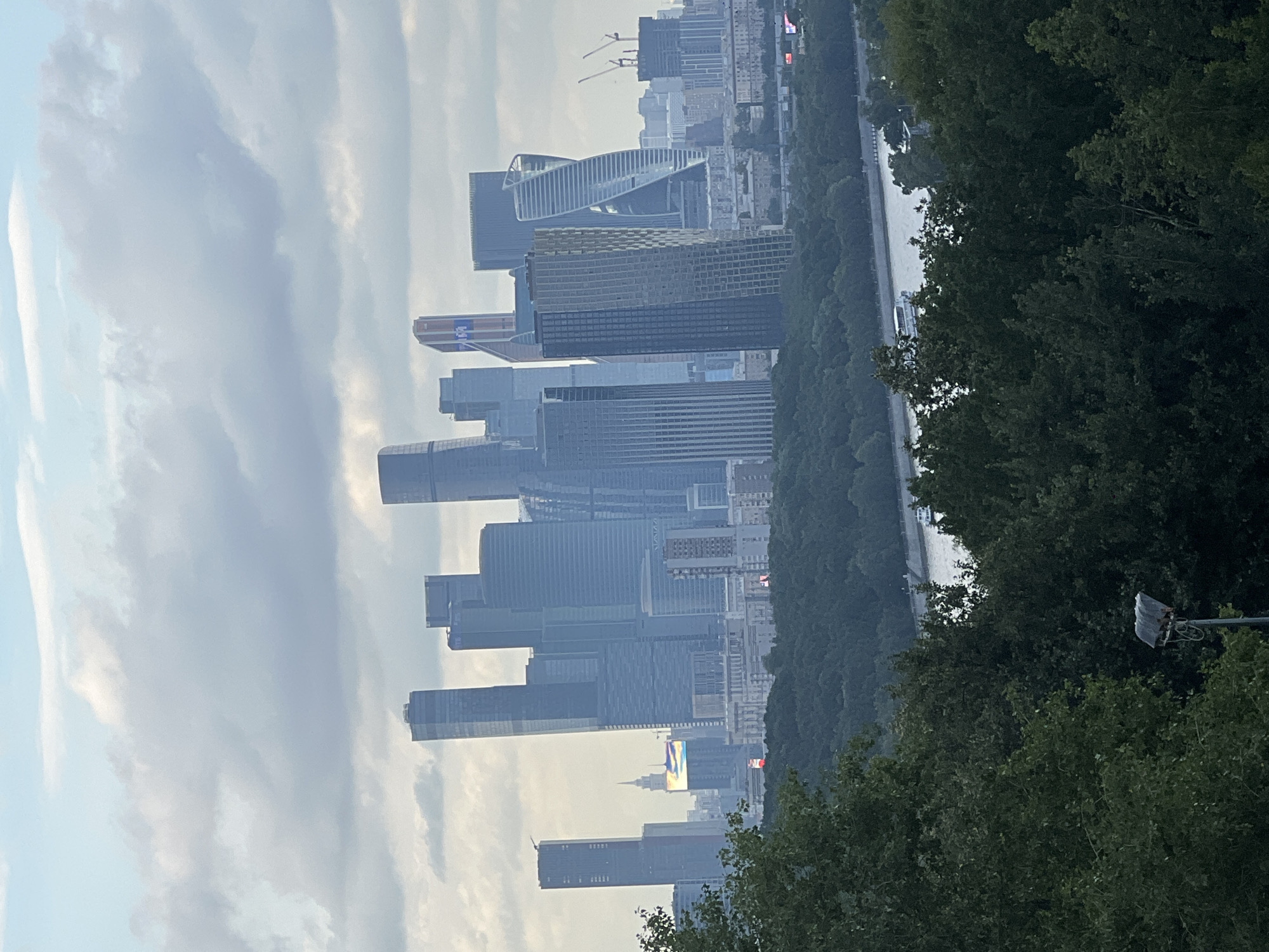 Moscow skyline and landmarks on a cloudy summer afternoon