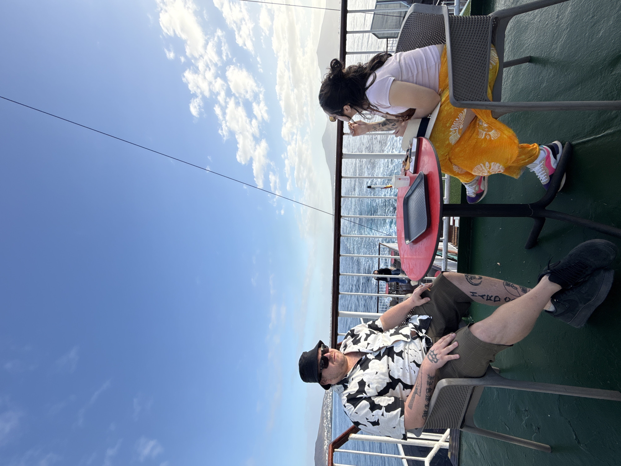 Ferry passengers enjoy sunny morning journey between Spanish coastal towns