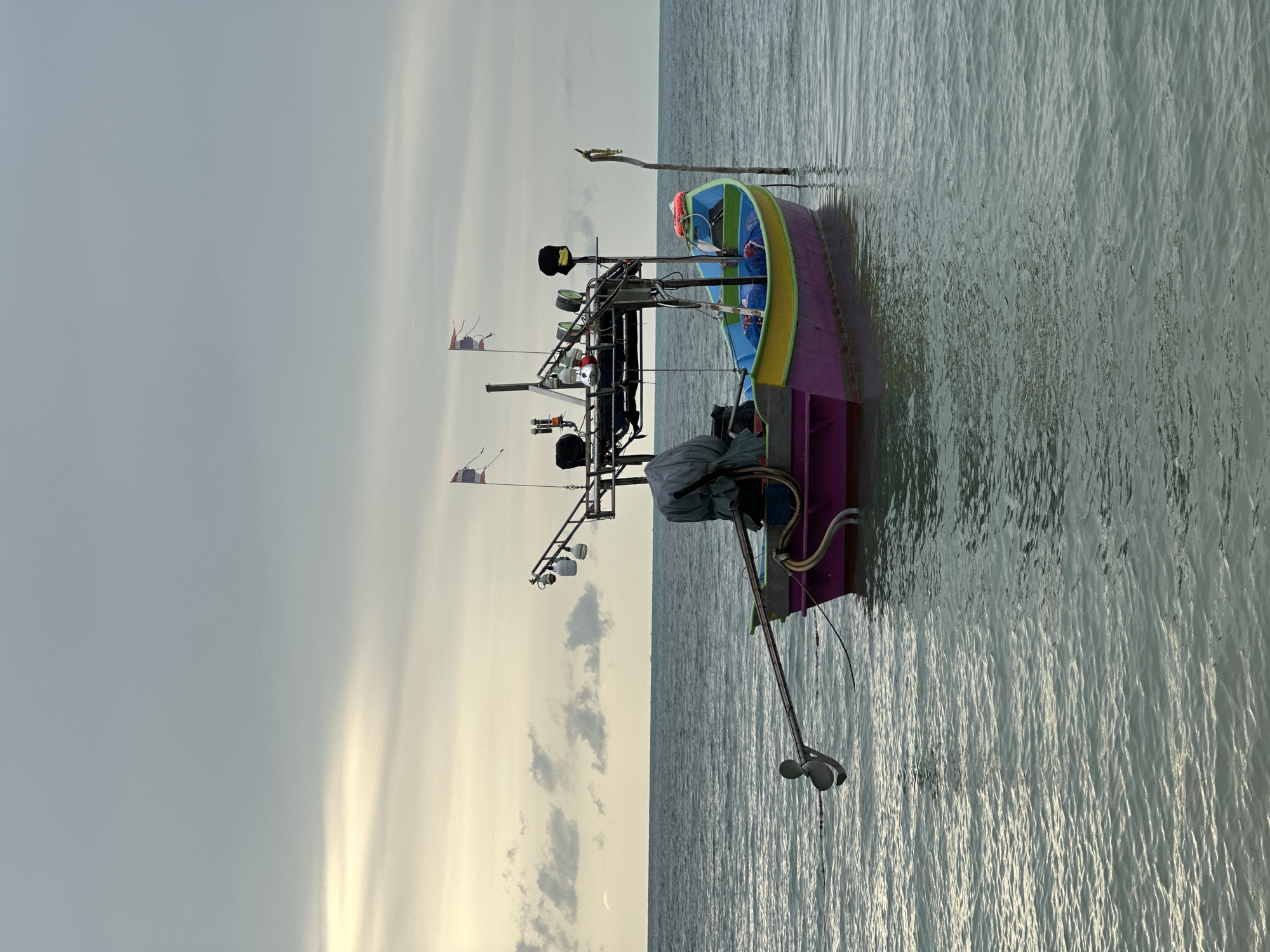 Quiet Ko Samui beach morning: boats, palms, and low tide
