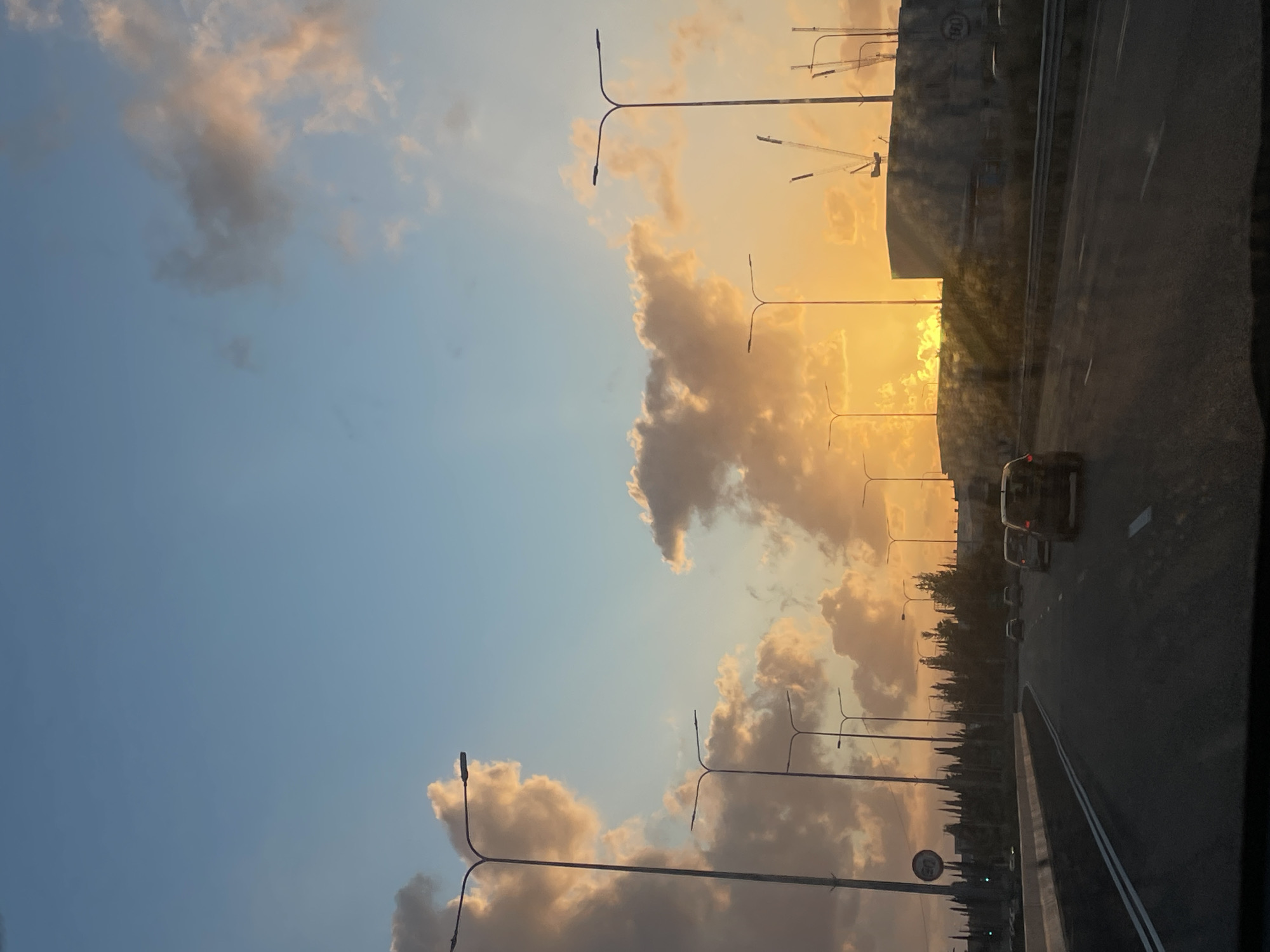 Sunset road scene captured in Hod HaSharon, Israel