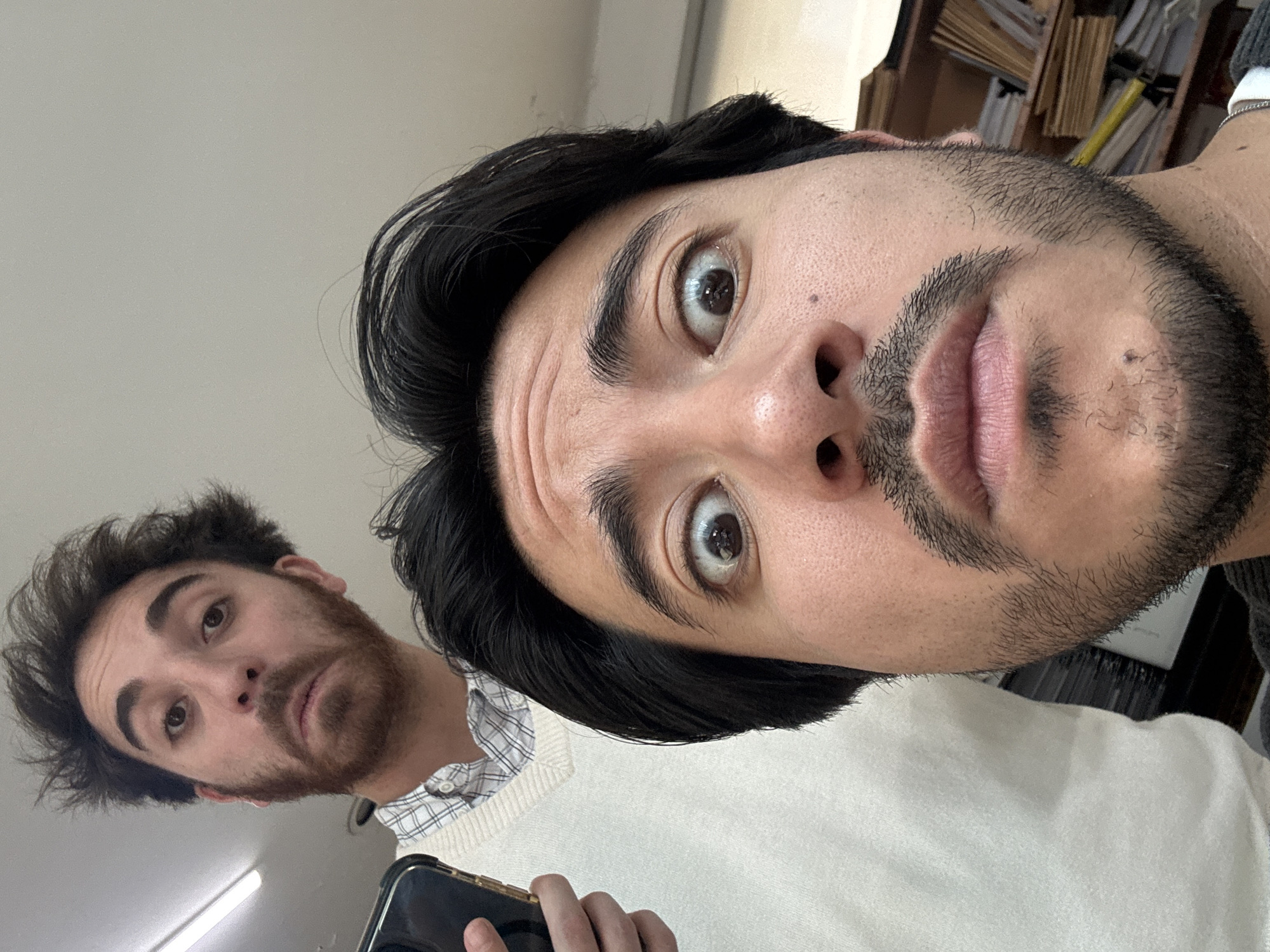 Two men take selfie in Puebla, Mexico