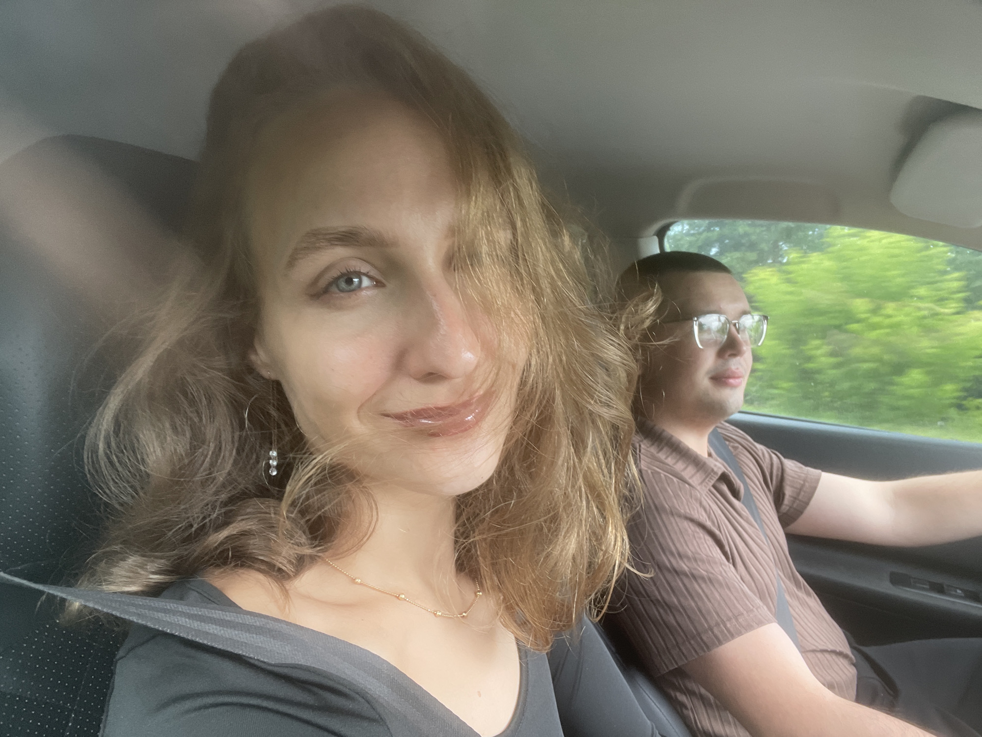 Candid in-car moments from a drive through Sepych, Russia