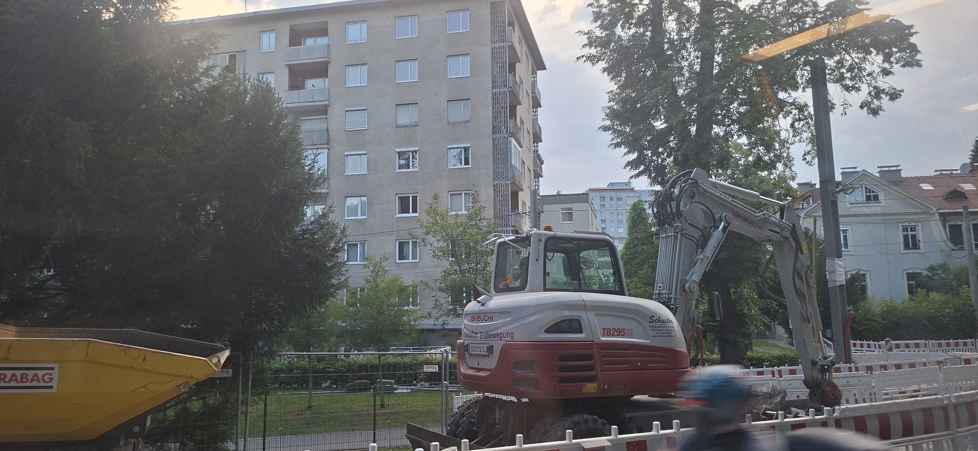 Takeuchi TB295W excavator up close, outdoors