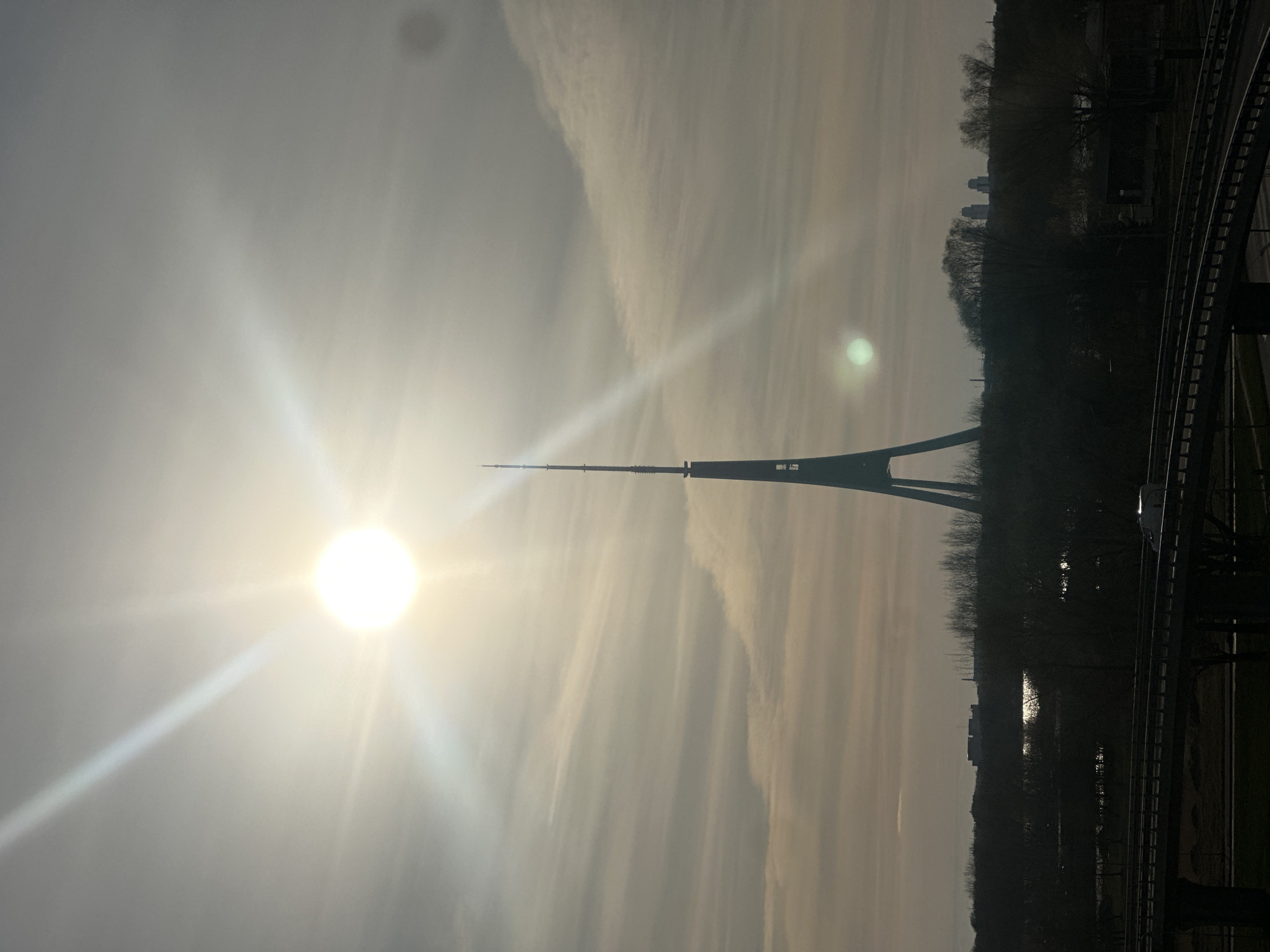 Riga TV Tower viewed from multiple locations during afternoon