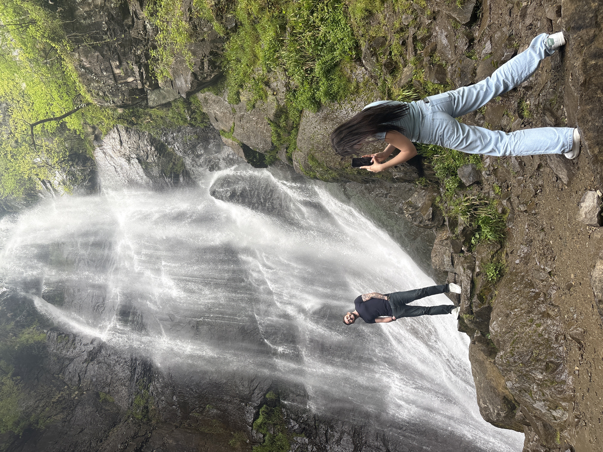 Tourist moments captured at Georgia's Makhuntseti waterfall region