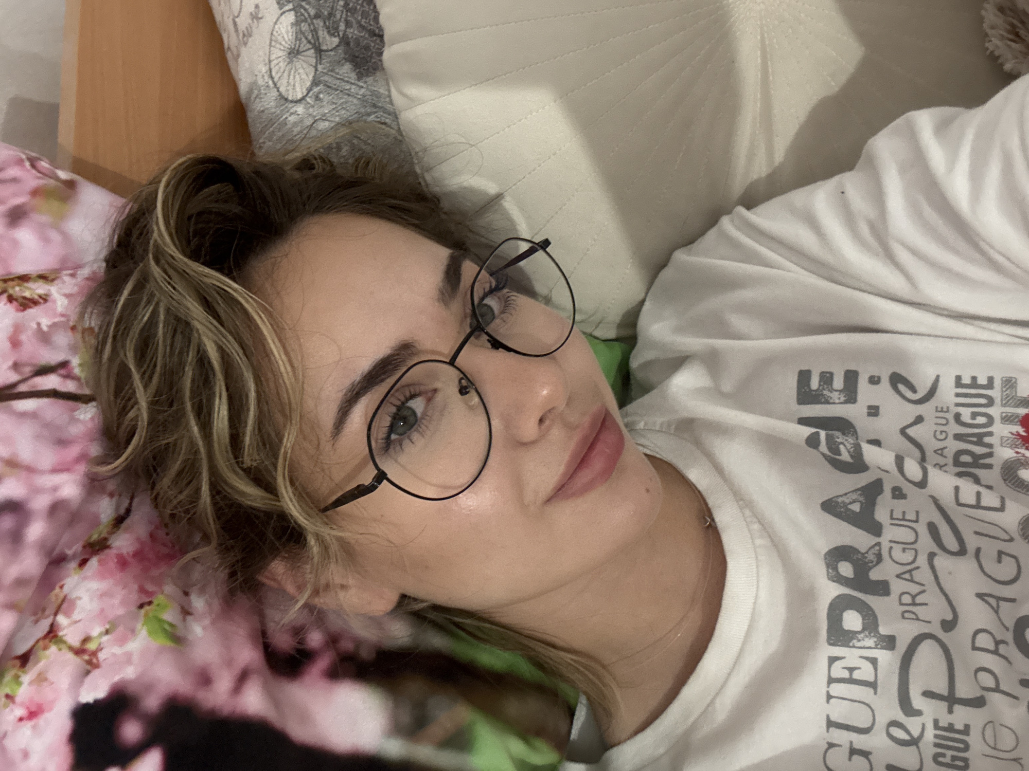 Young woman documents quiet evening at home in Blagoevgrad