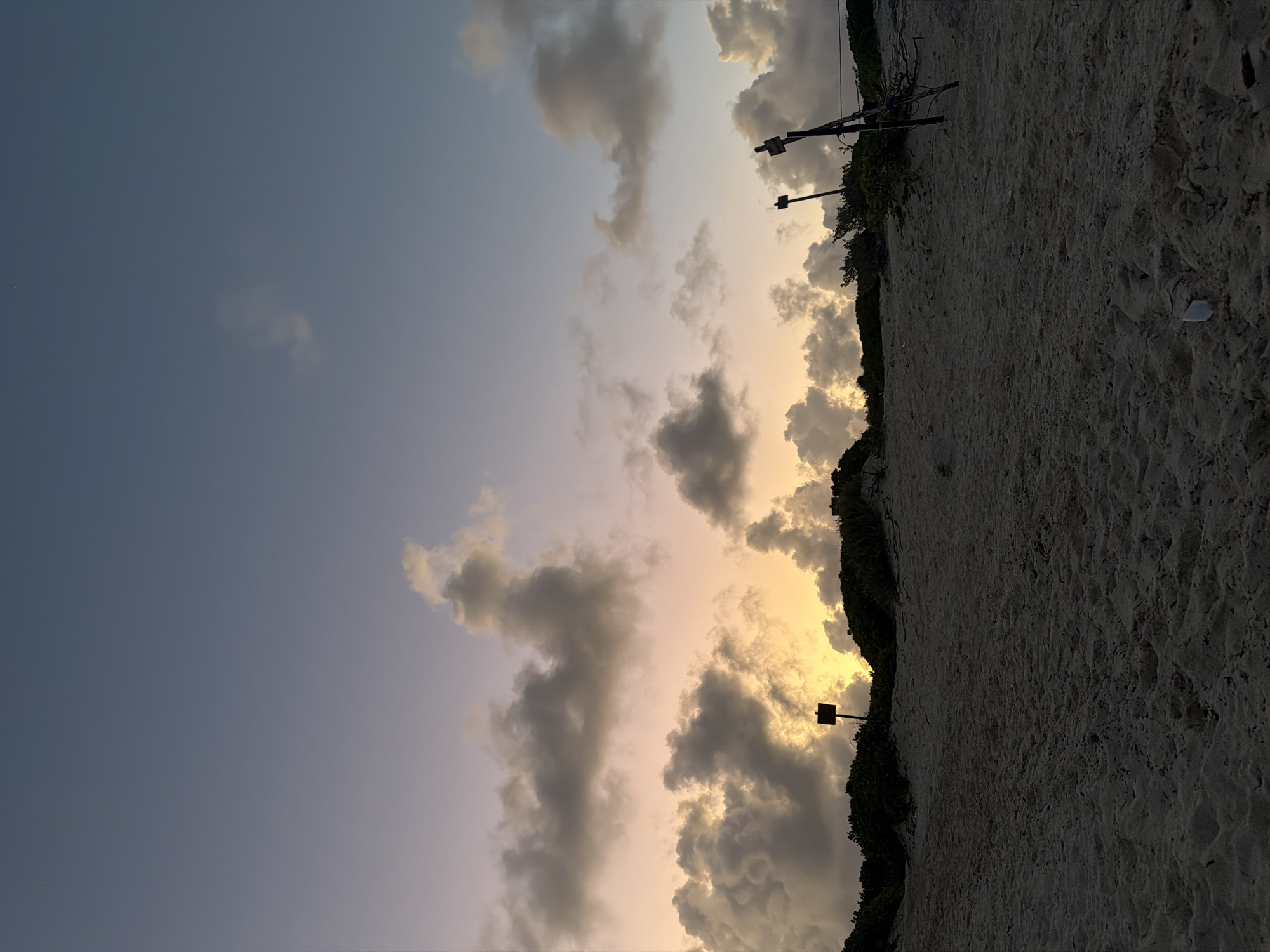 Beach scene photographed sideways in Cancún, Mexico overnight