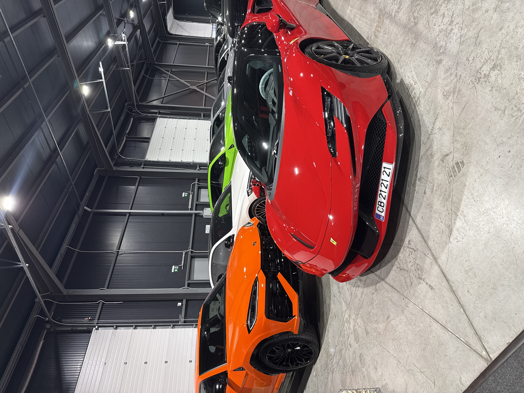 Luxury sports cars displayed in industrial building in Plovdiv
