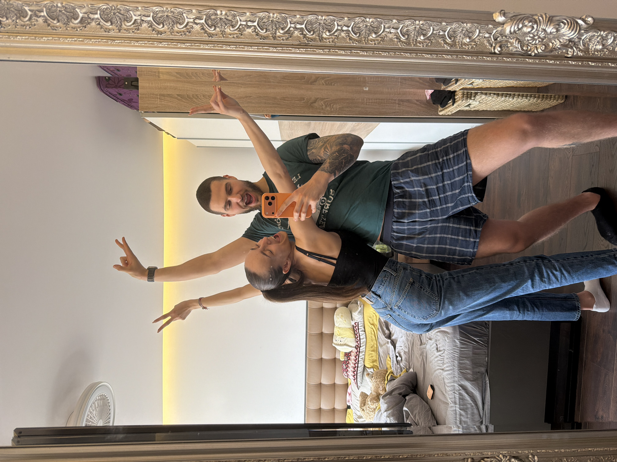 Man takes selfies in Sofia bedroom Saturday morning