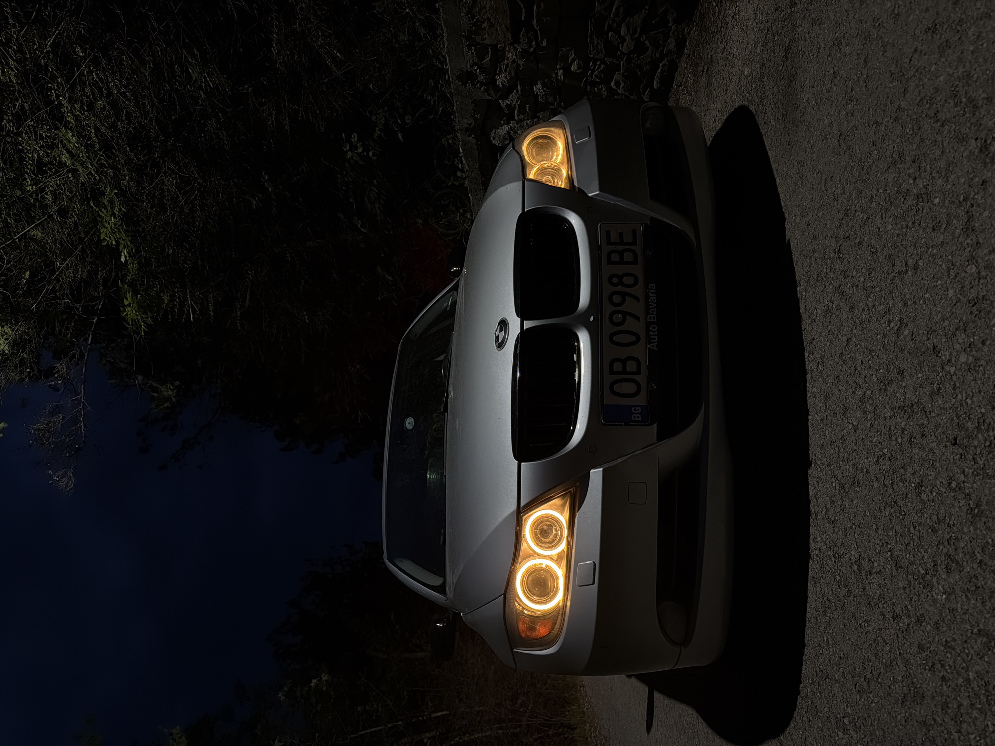BMW photographed on dark road in Lovech, Bulgaria