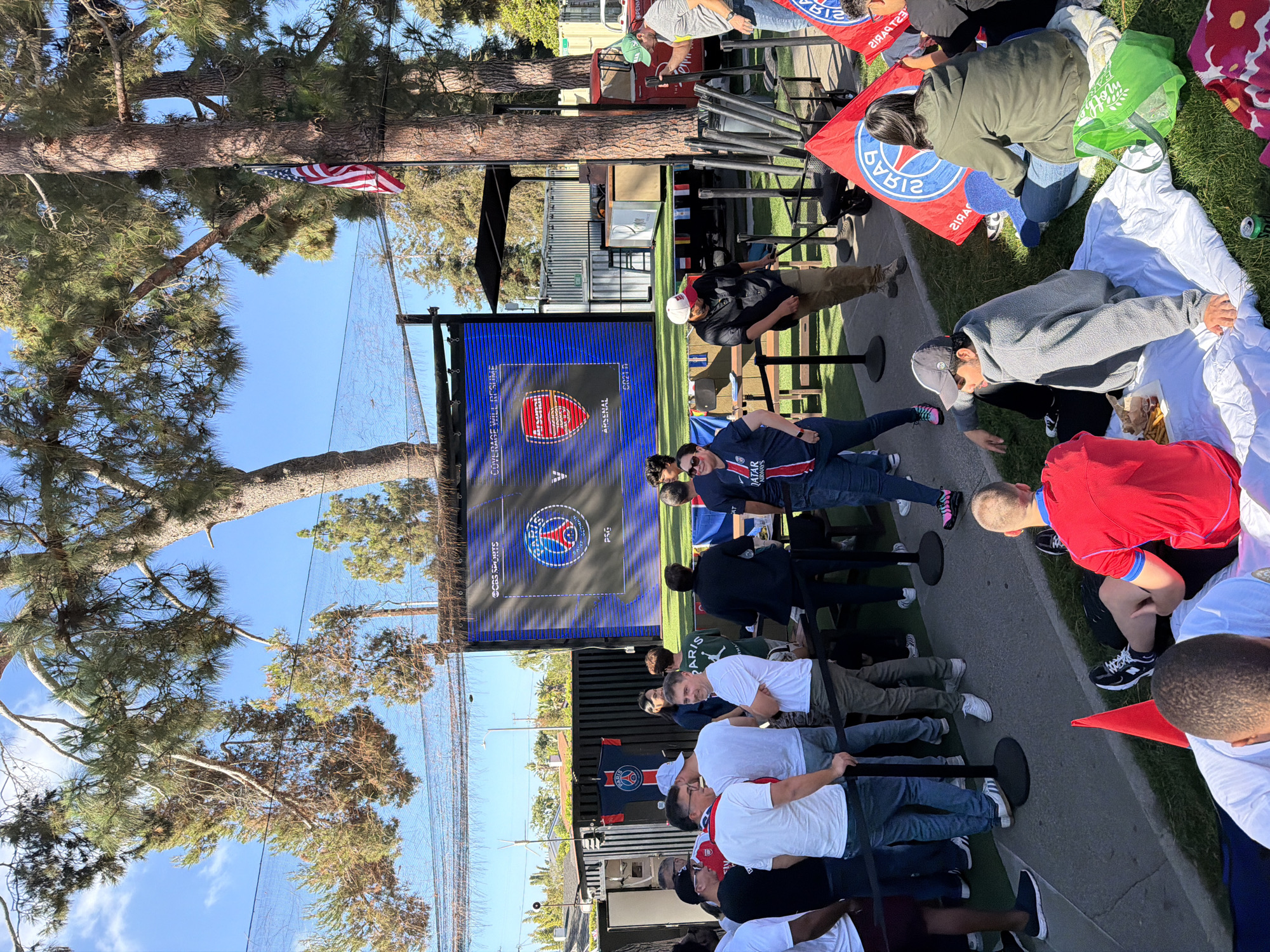 Soccer fans gather for Arsenal-PSG outdoor viewing in LA