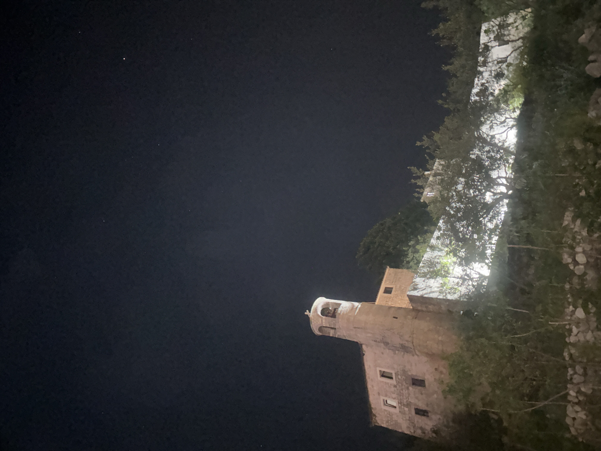 Nighttime scenes captured at Montenegro monastery and nearby streets