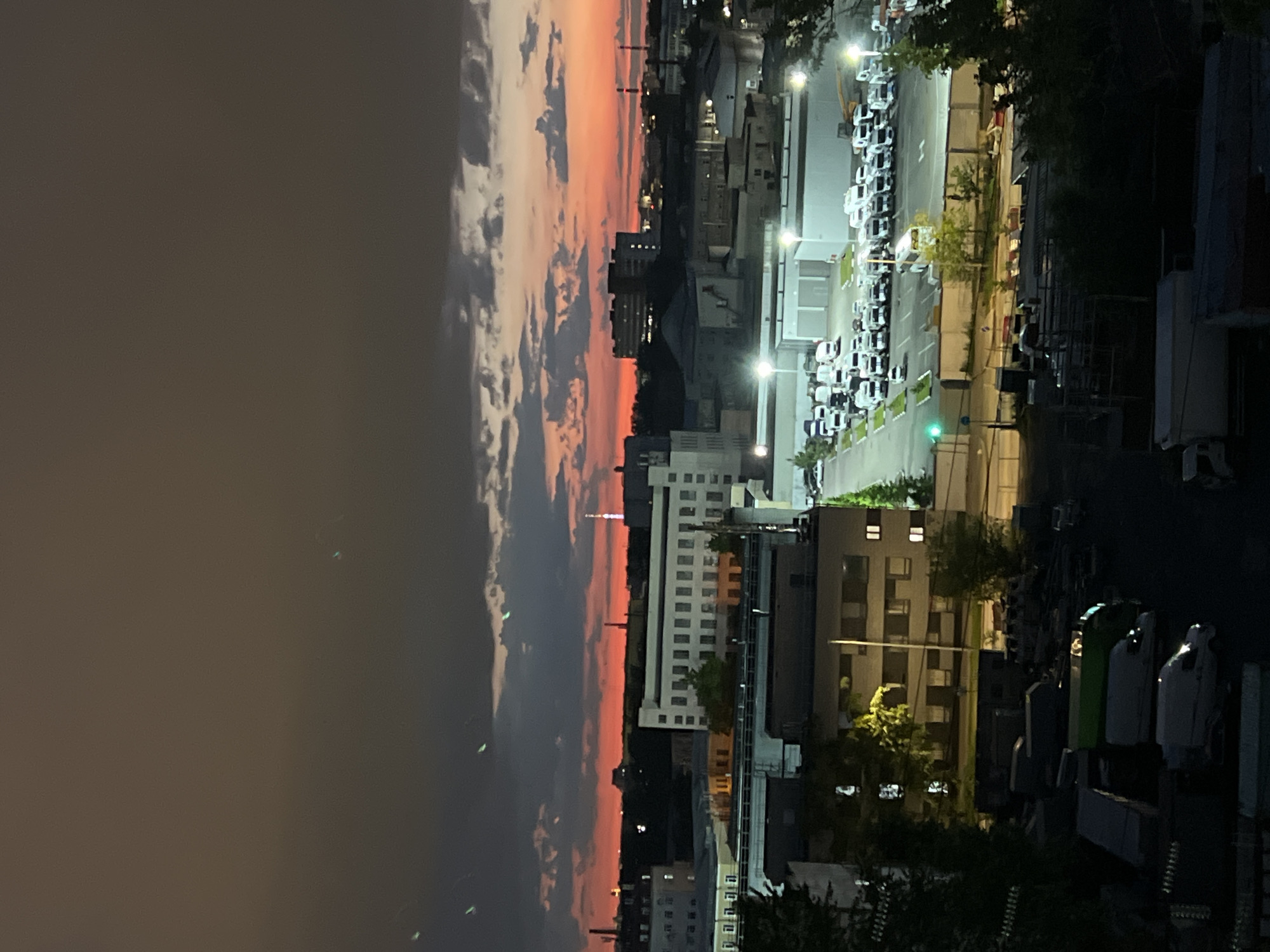Sunset observed over Russian urban landscape during evening hours