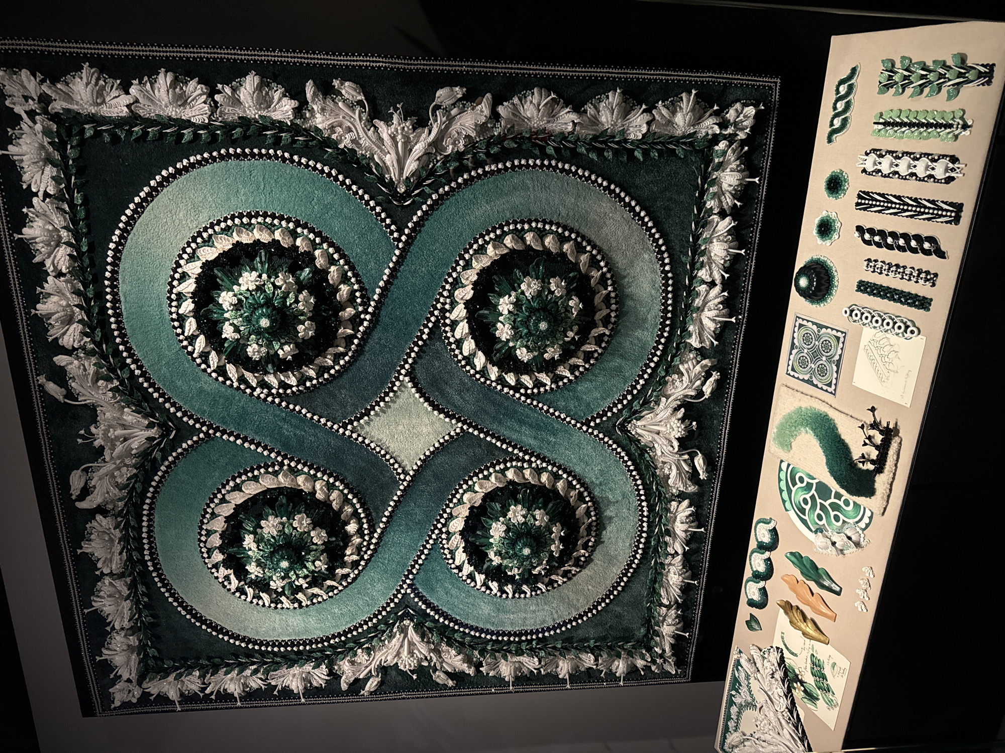 Fashion exhibition documented in Paris museum display cases